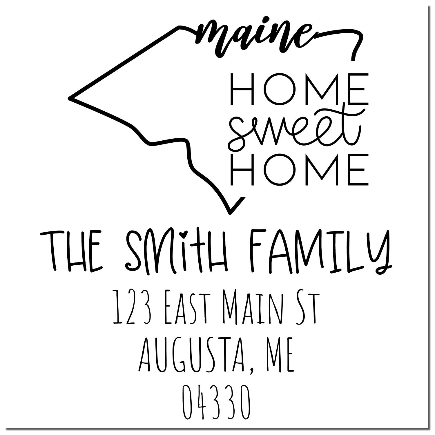 Slim Maine Home Sweet Home Customized Home Address Stamp