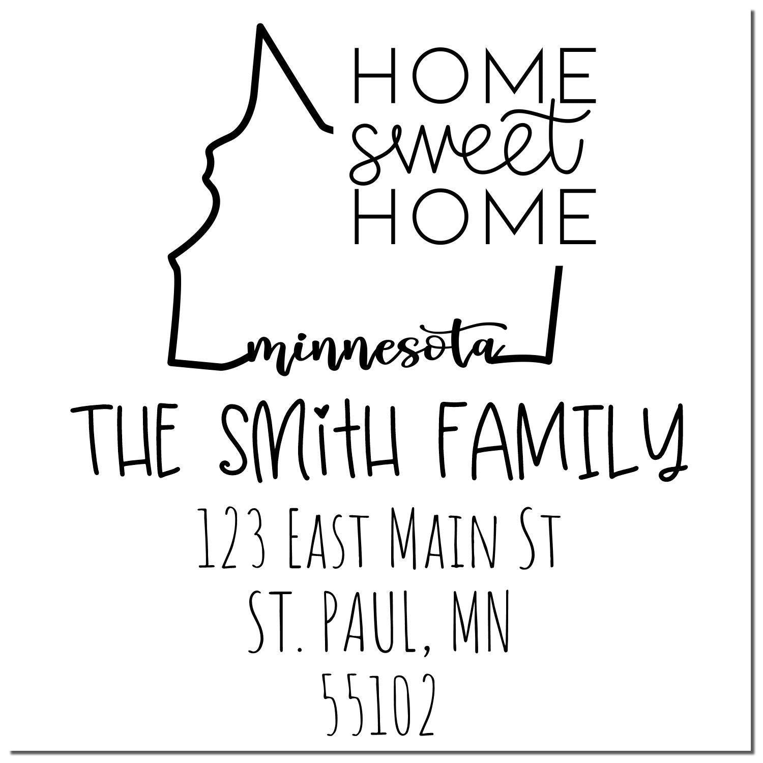 Slim Minnesota Home Sweet Home Customized New Home Address Stamper