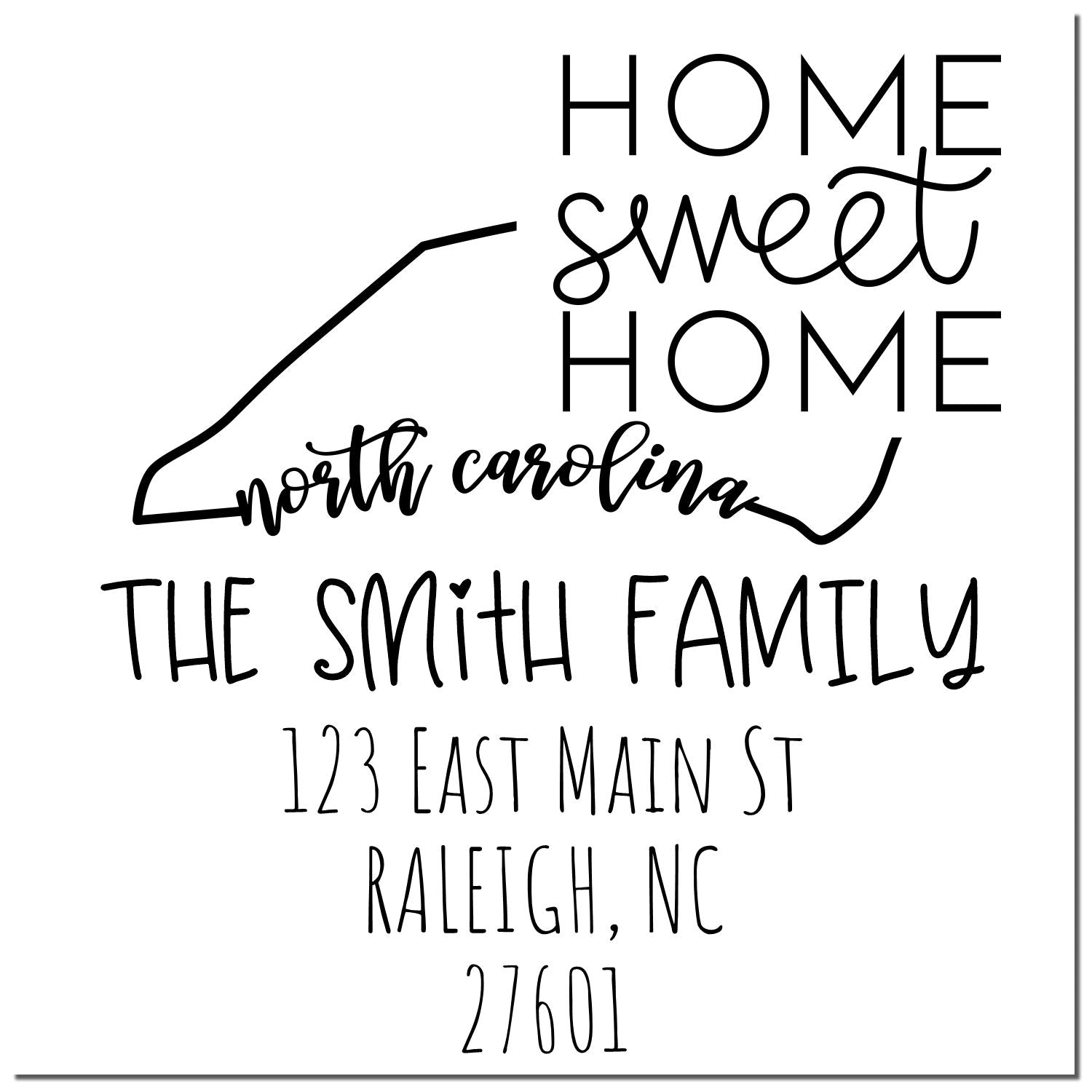 Self-Inking North Carolina Home Sweet Home Customized Mail Stamper