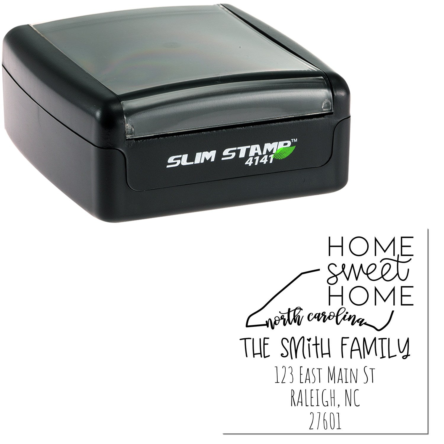 Slim North Carolina Home Sweet Home Customized Mail Address Pre-Inked Stamp