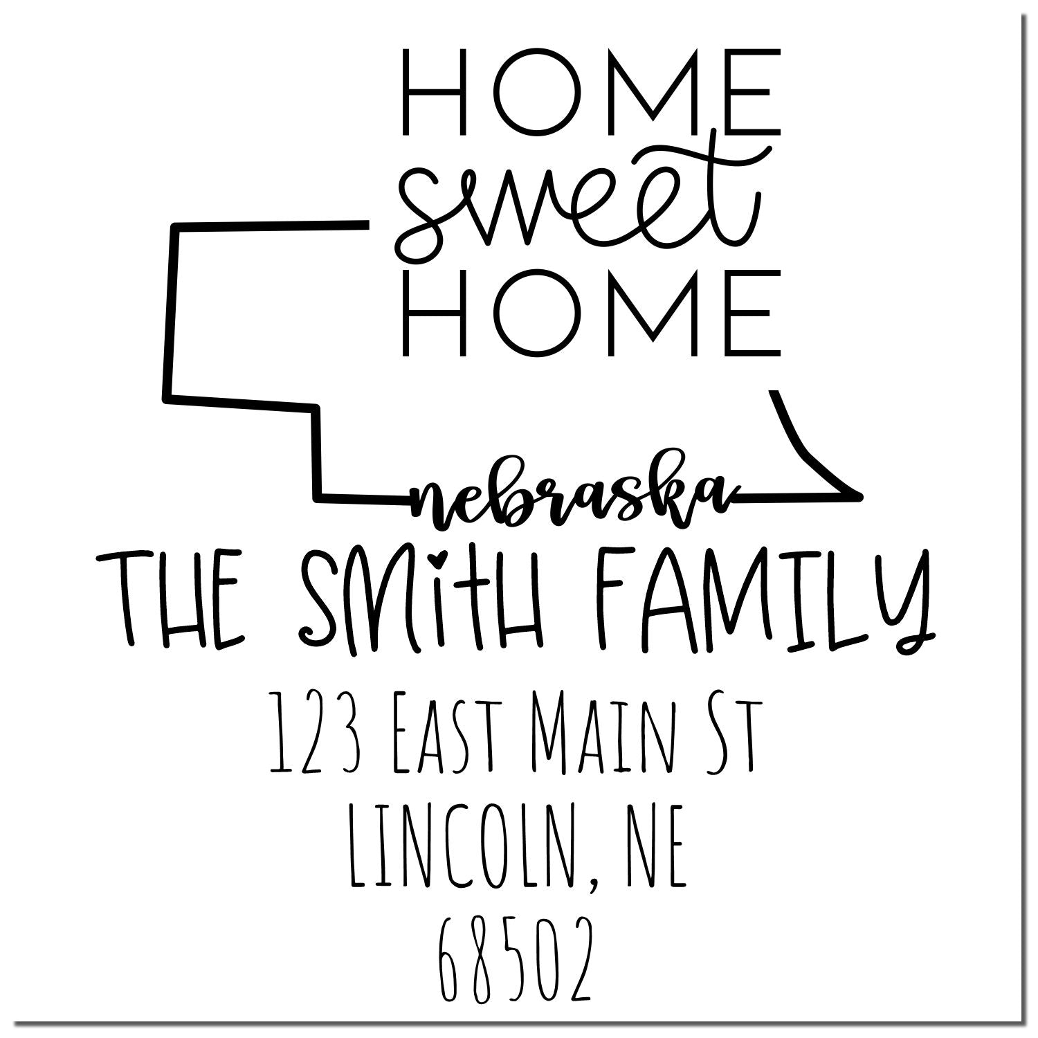 Self-Inking Nebraska Home Sweet Home Customized Name and Address Stamper