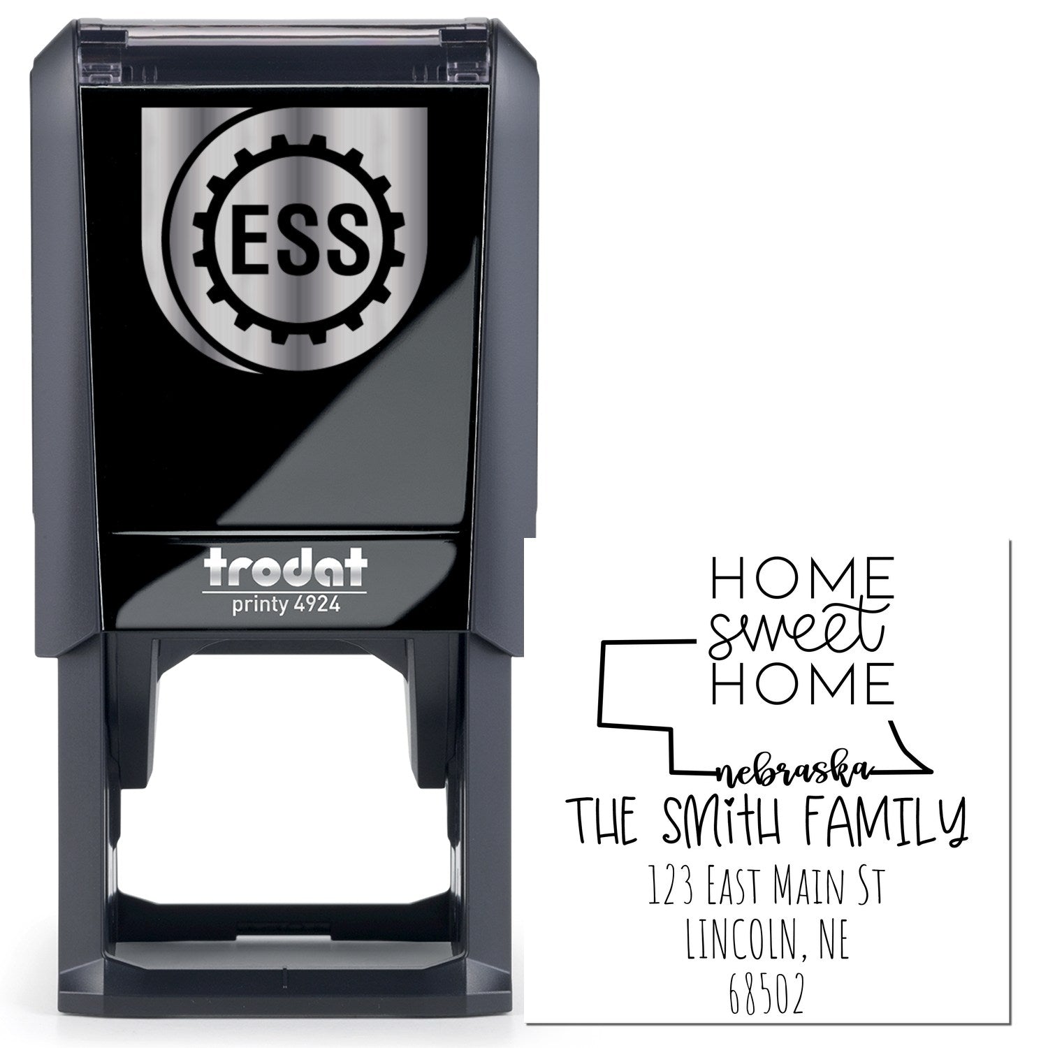 Self-Inking Nebraska Home Sweet Home Customized Name and Address Stamper