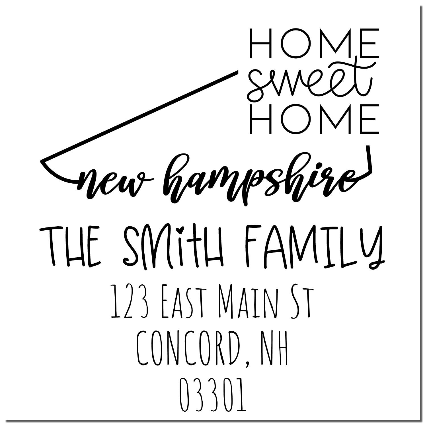 Wood Handle New Hampshire Home Sweet Home Customized Address Stamper