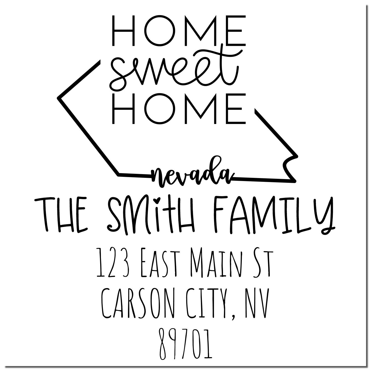 Wood Handle Nevada Home Sweet Home Customized Address Stamp