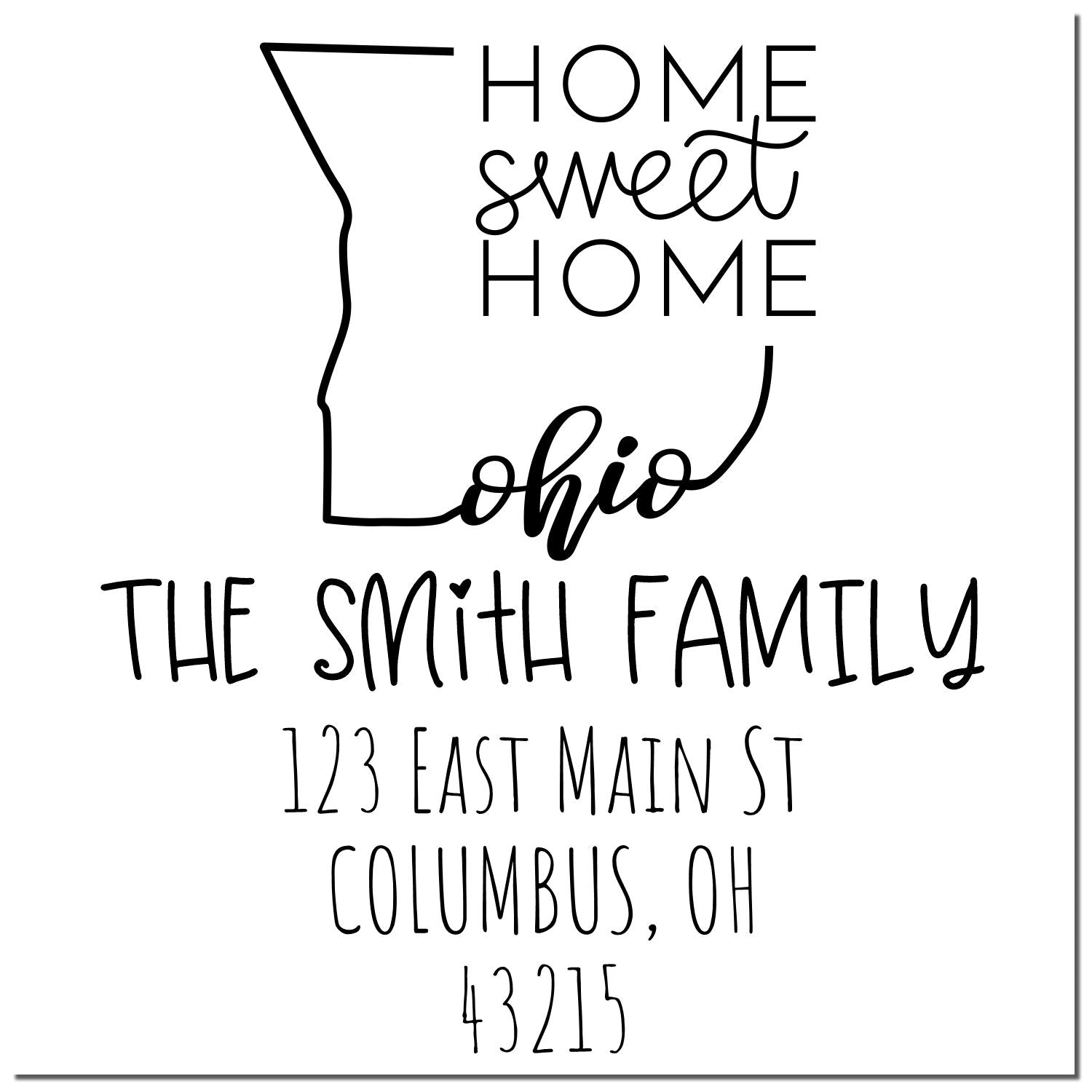 Self-Inking Ohio Home Sweet Home Customized Home Address Stamp