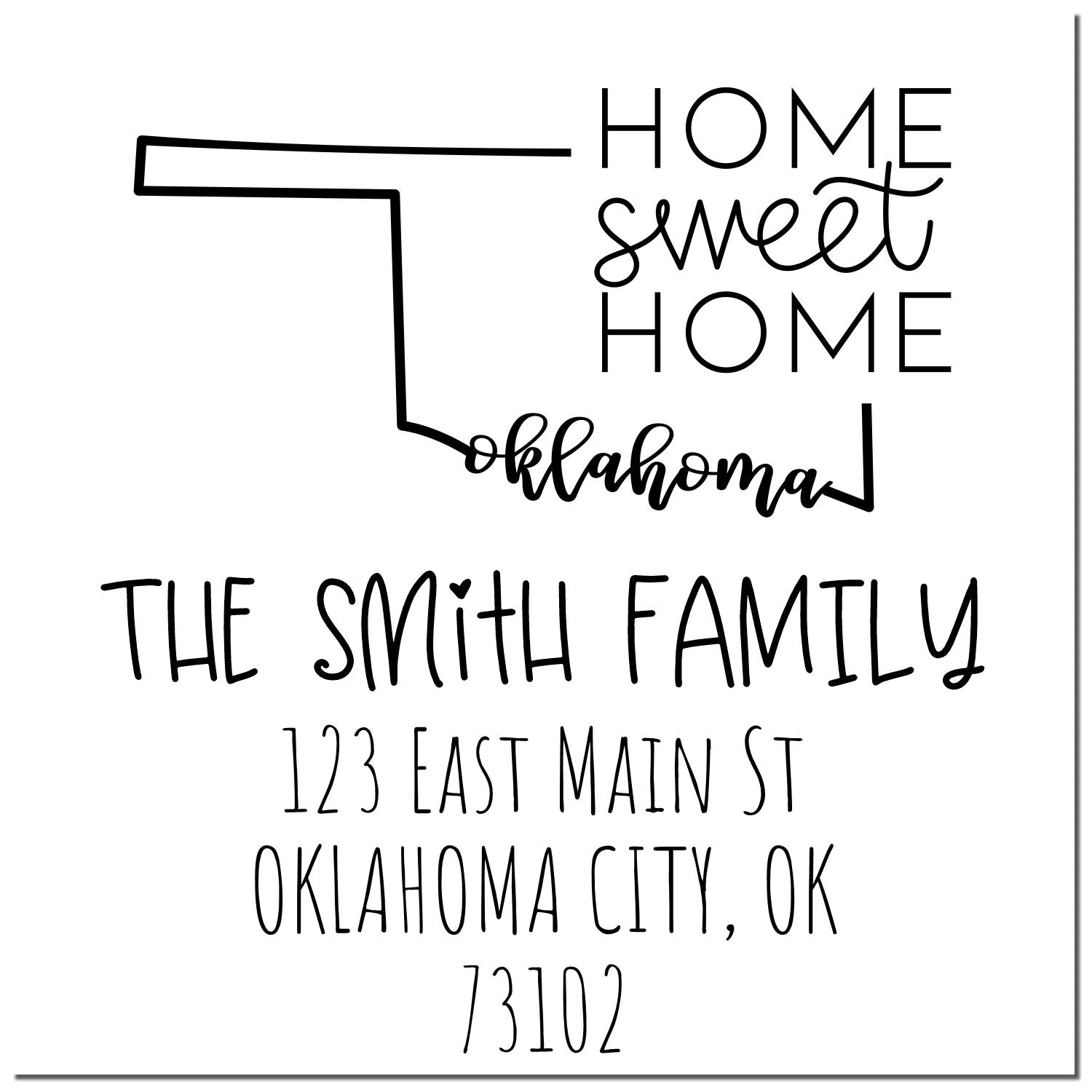 PSI Pre-Inked Oklahoma Home Sweet Home Customized Mailing Address Stamp