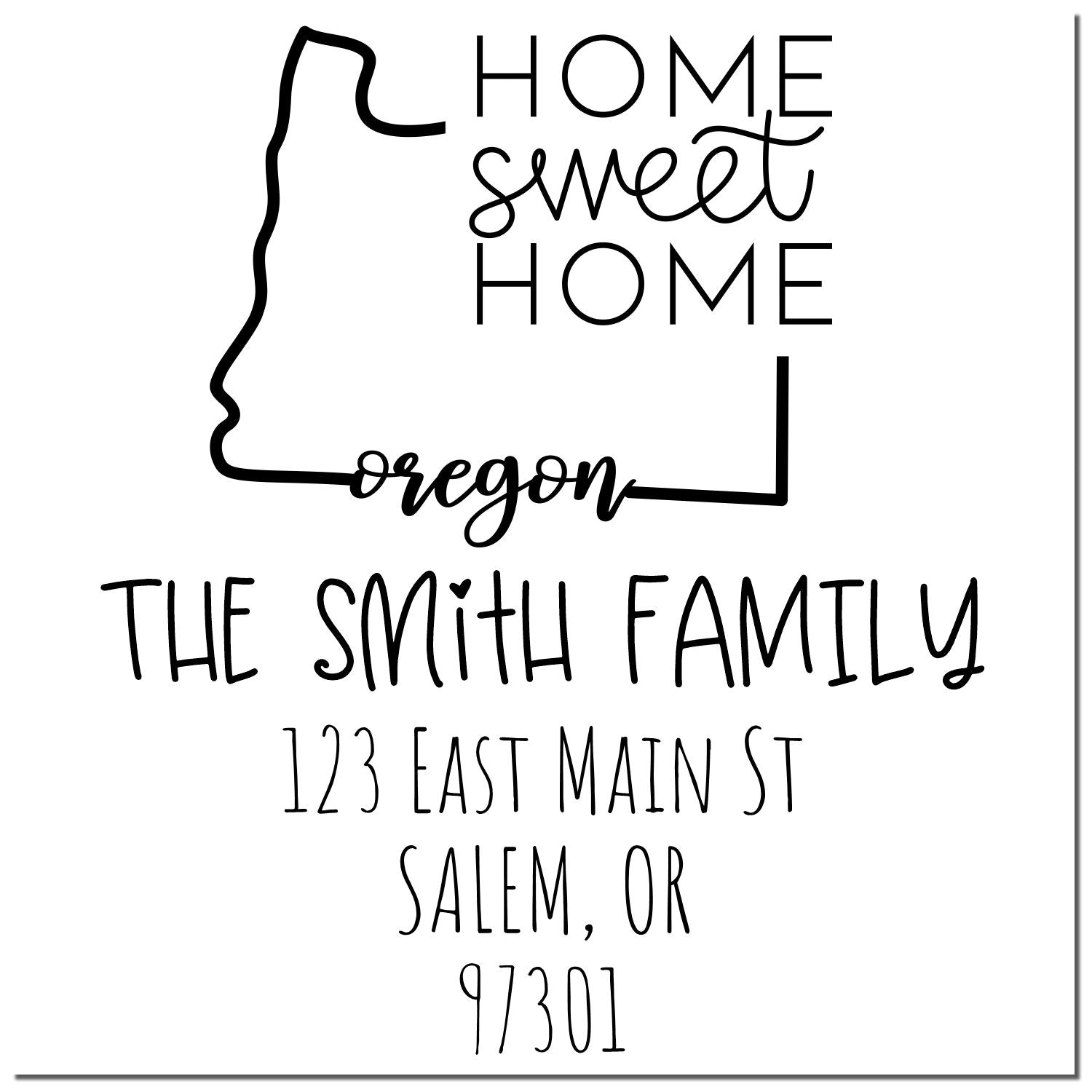 Wood Handle Oregon Home Sweet Home Customized Mailing Stamp