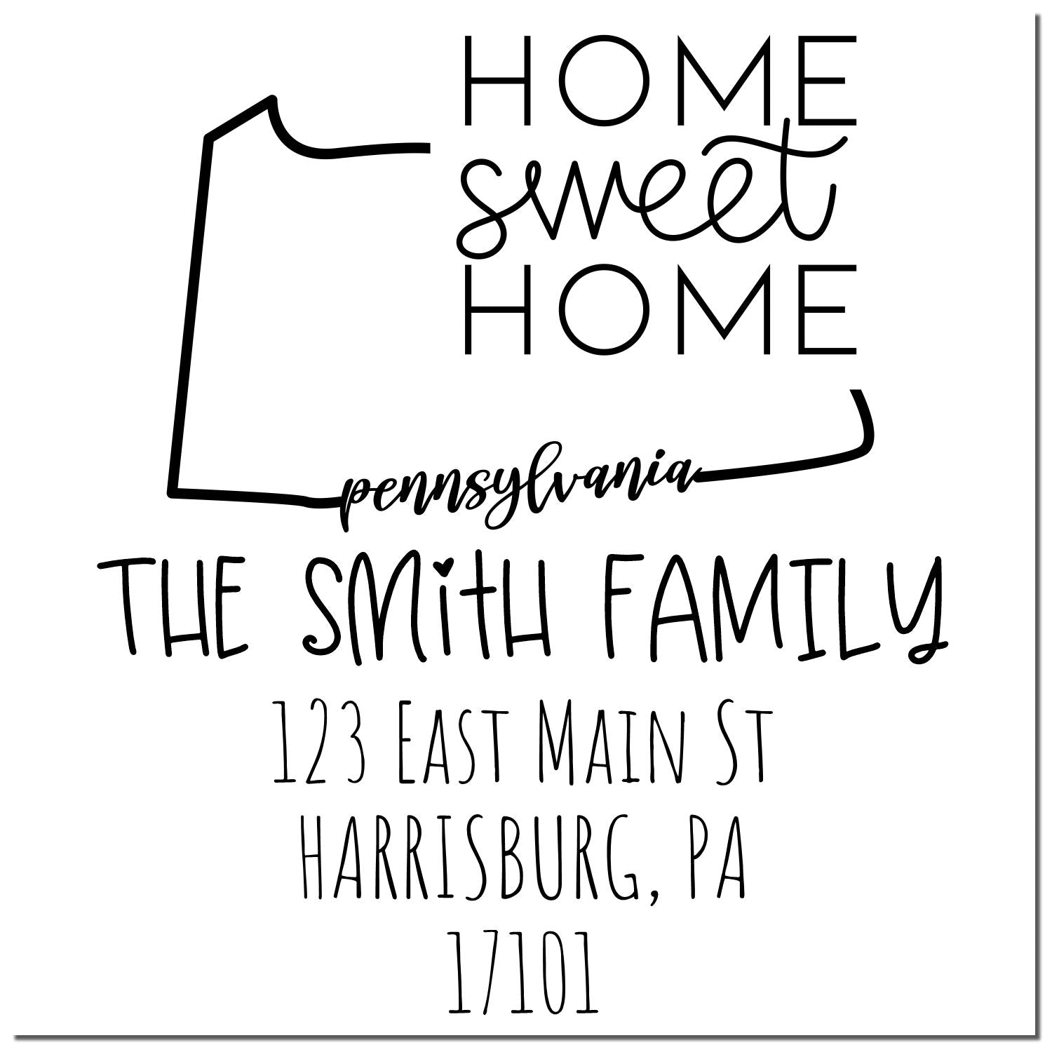 Wood Handle Pennsylvania Home Sweet Home Customized Mailing Stamper