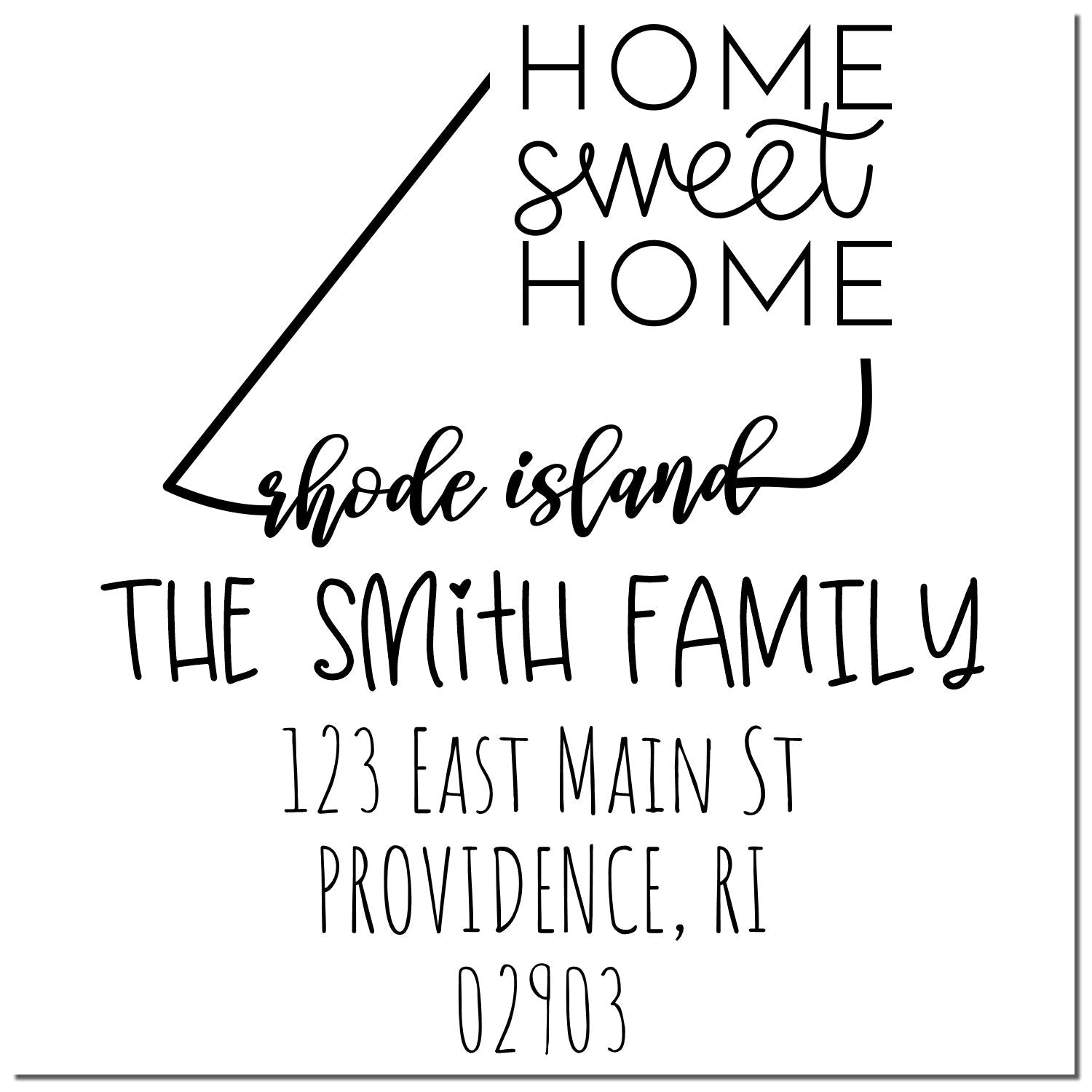 Wood Handle Rhode Island Home Sweet Home Customized Mailing Rubber Stamp