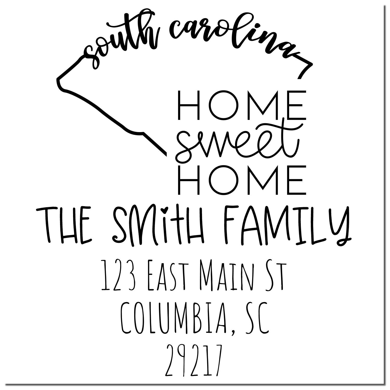 Wood Handle South Carolina Home Sweet Home Customized Mail Stamp