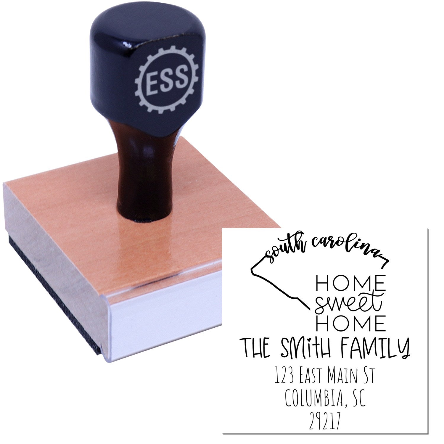 Wood Handle South Carolina Home Sweet Home Customized Mail Stamp