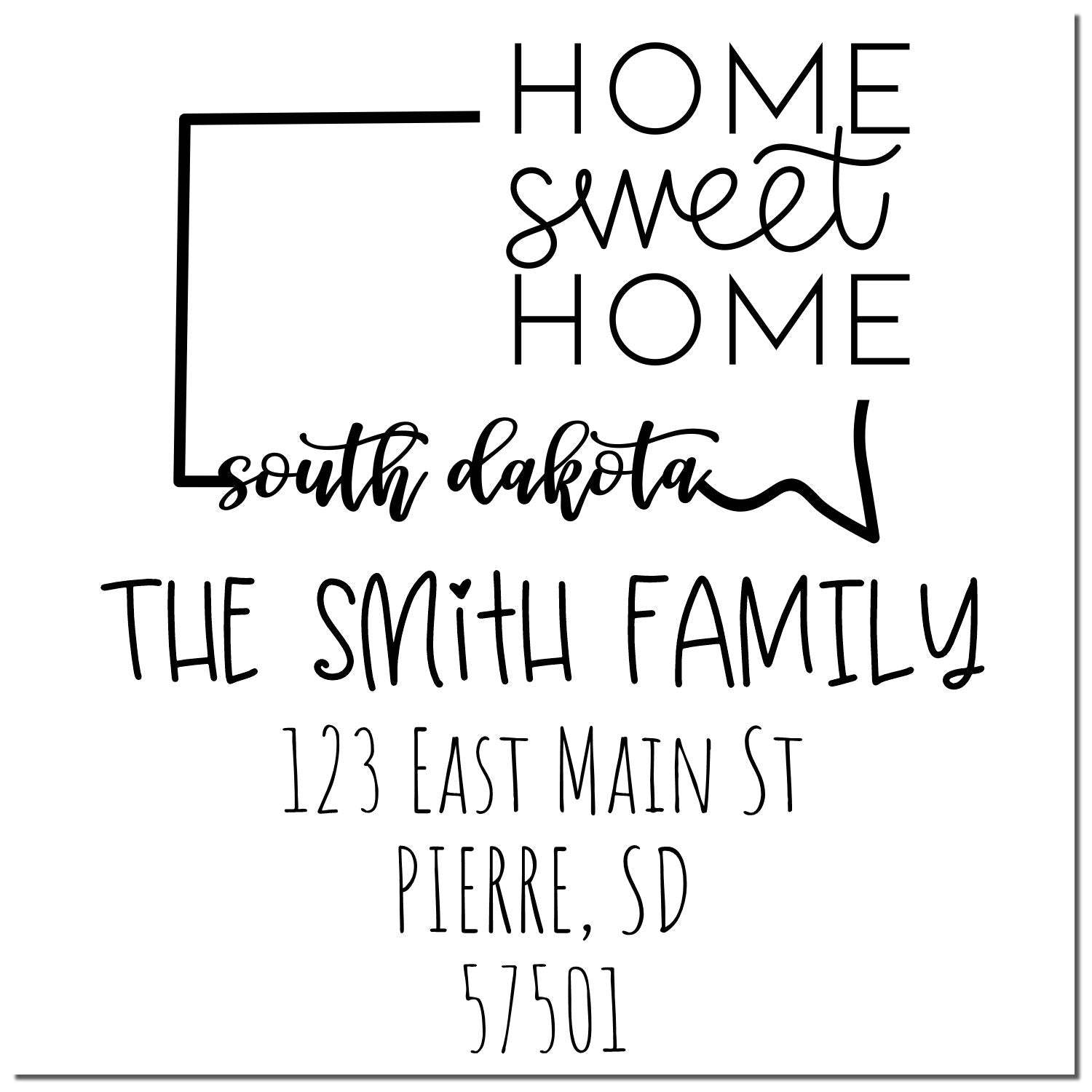 Wood Handle South Dakota Home Sweet Home Customized Mail Stamper