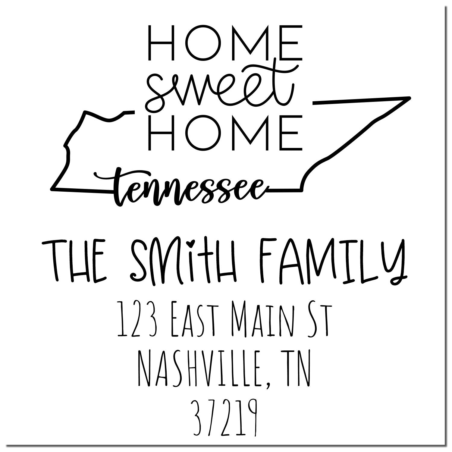 Wood Handle Tennessee Home Sweet Home Customized Mail Rubber Stamp