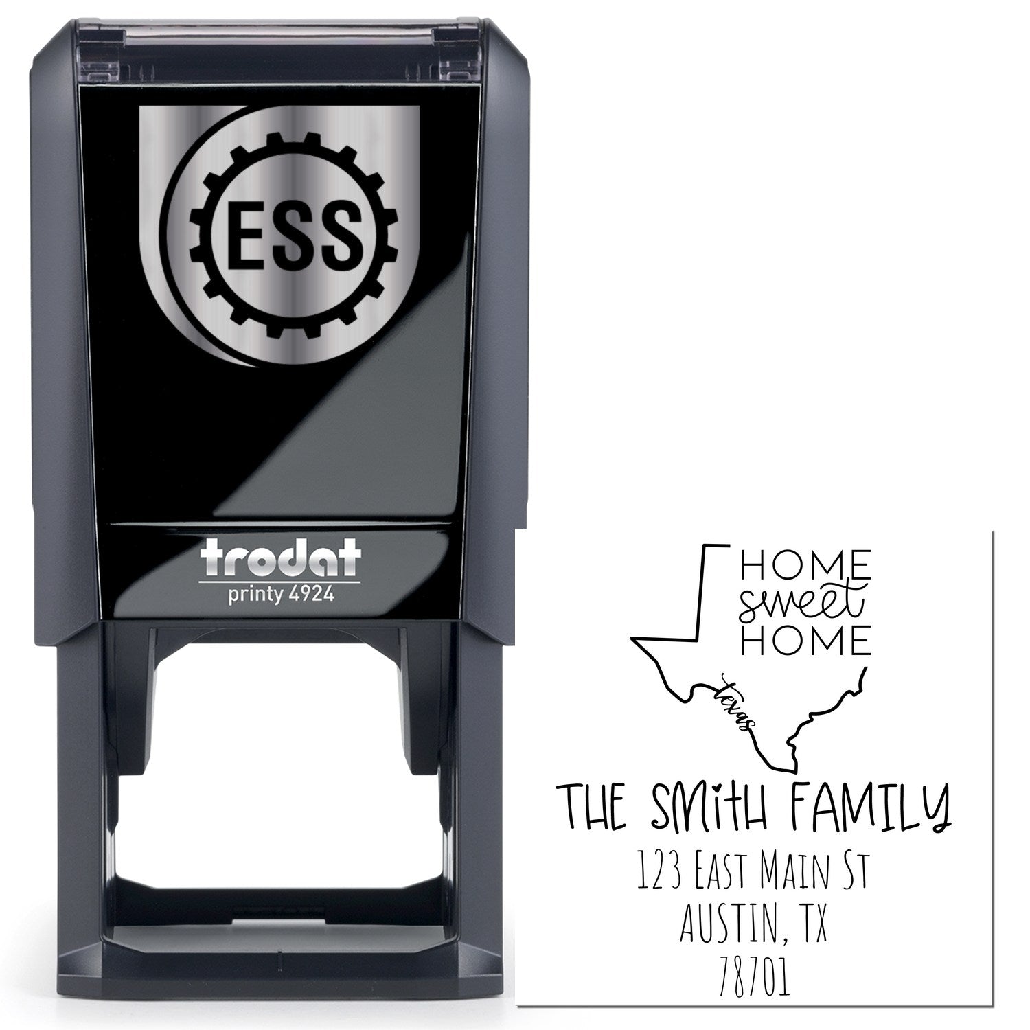 Self-Inking Texas Home Sweet Home Customized Address Return Rubber Stamp