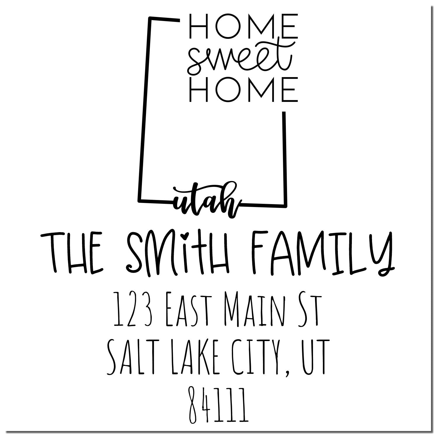 Wood Handle Utah Home Sweet Home Customized Home Address Stamper