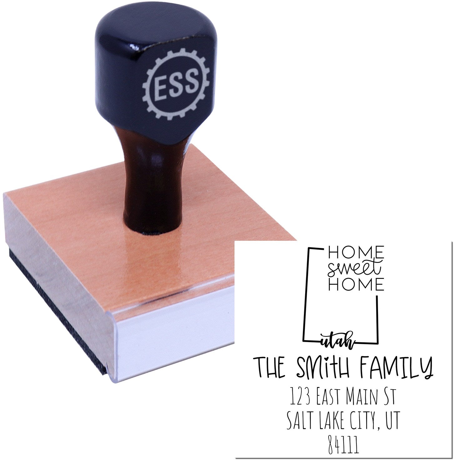 Wood Handle Utah Home Sweet Home Customized Home Address Stamper