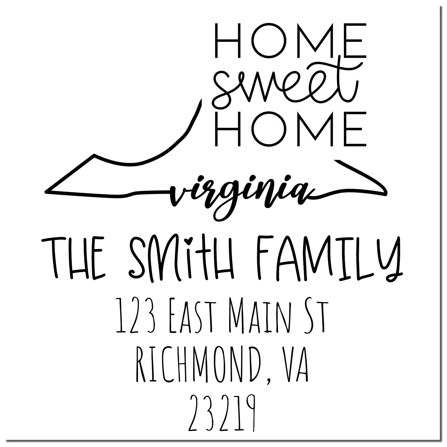 Wood Handle Virginia Home Sweet Home Customized New Home Address Stamp