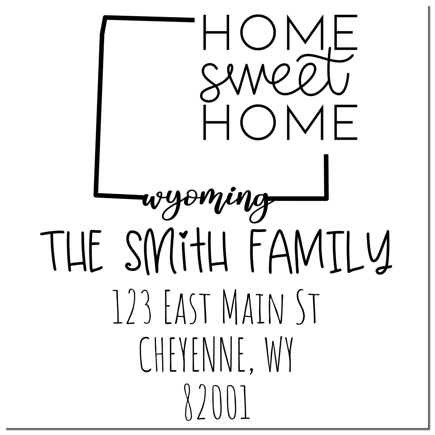 Wood Handle Wyoming Home Sweet Home Customized Address Return Stamper