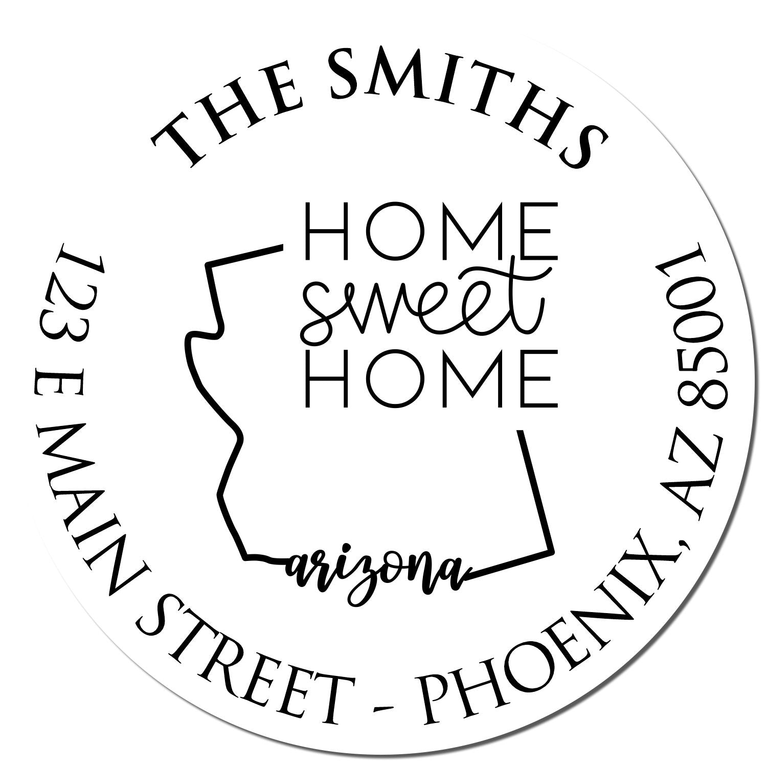 Self-Inking Round Arkansas State Home Sweet Home Personalized Home Address Stamper