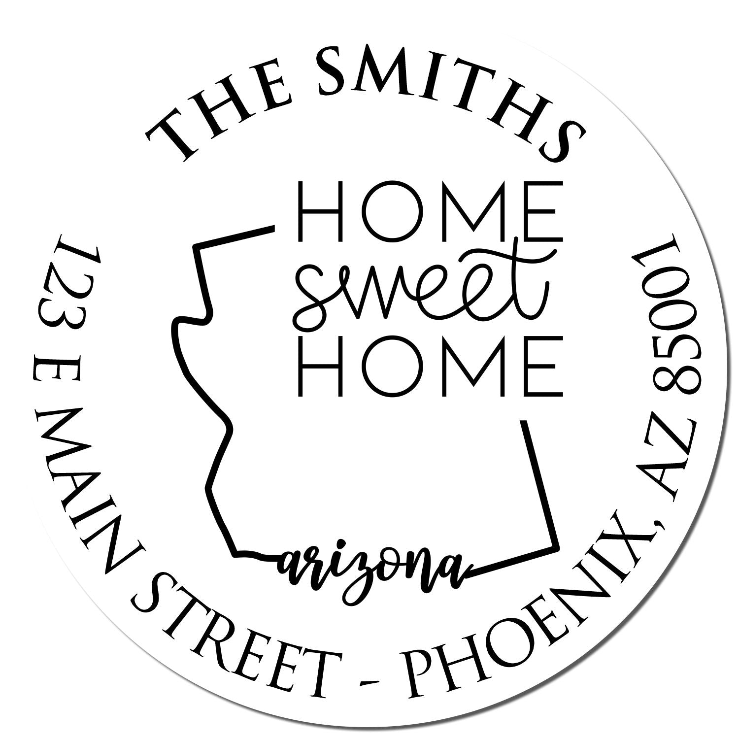 Round PSI Arizona State Home Sweet Home Mail Pre-Inked Stamp