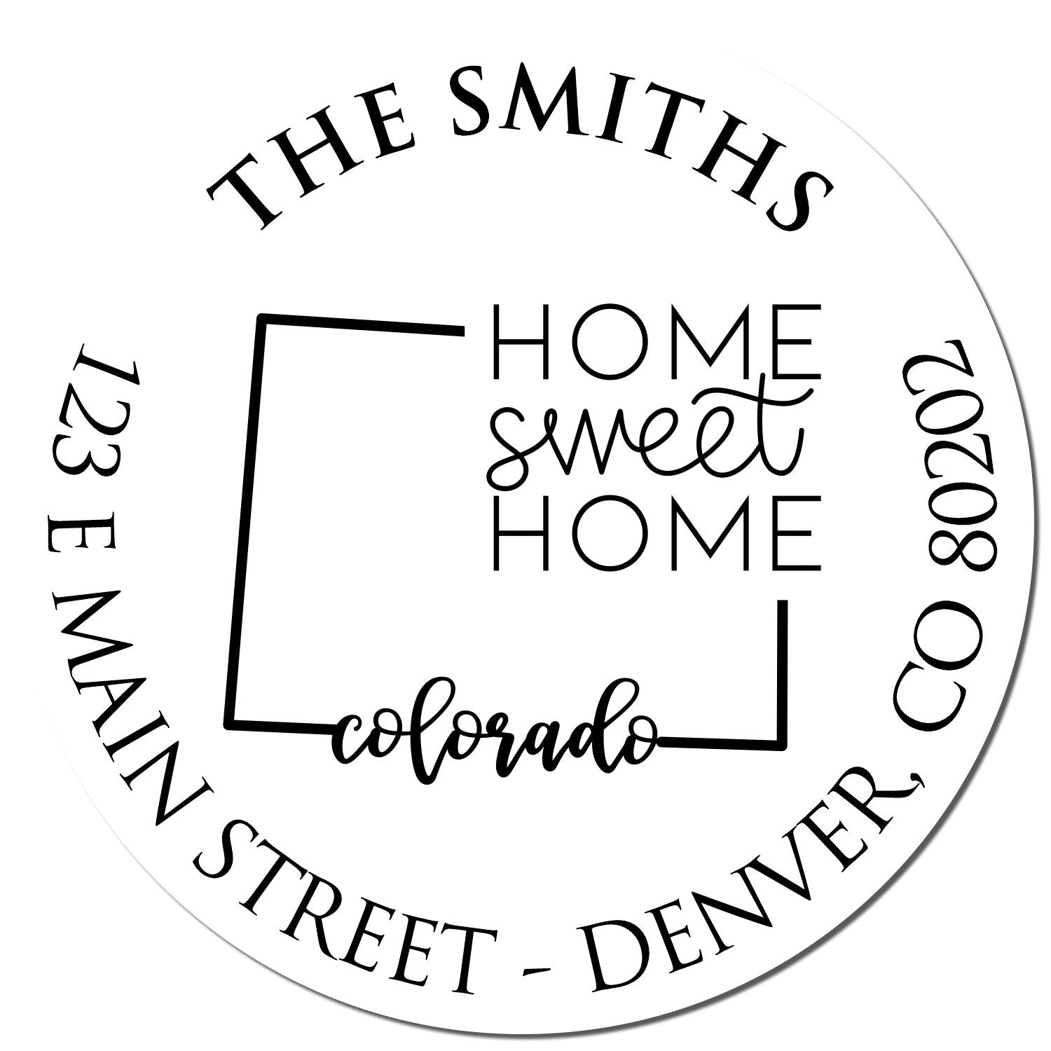 Self-Inking Round Colorado State Home Sweet Home Personalized Mail Address Stamp