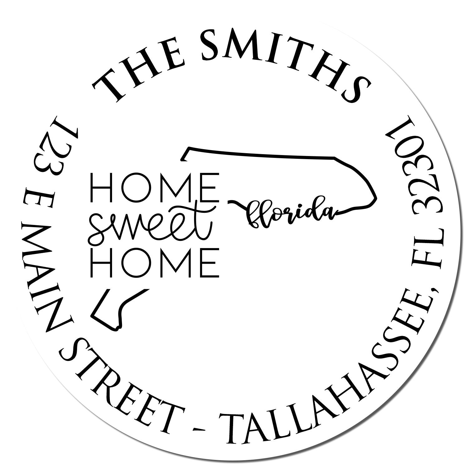 Self-Inking Round Florida State Home Sweet Home Personalized Mail Stamp