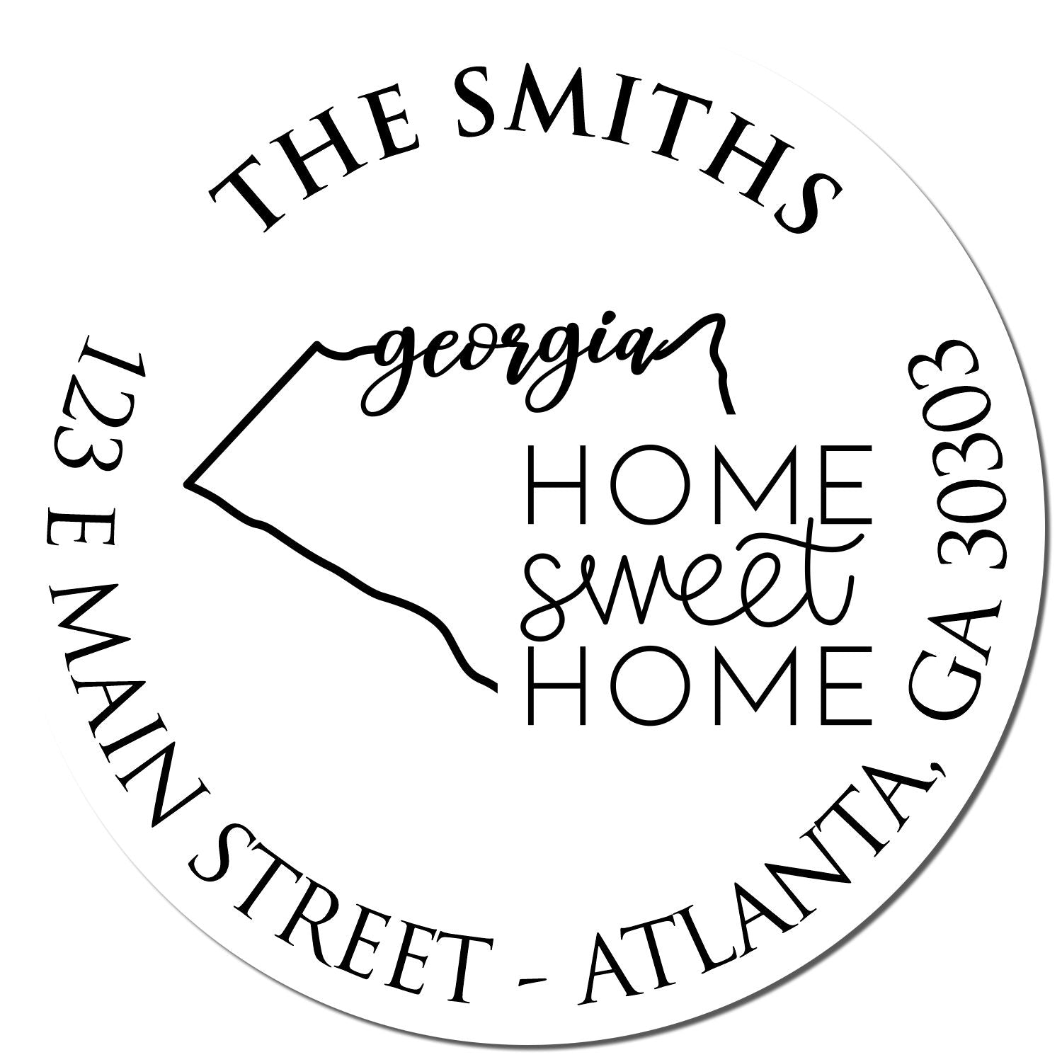 Self-Inking Round Georgia State Home Sweet Home Personalized Mail Stamper