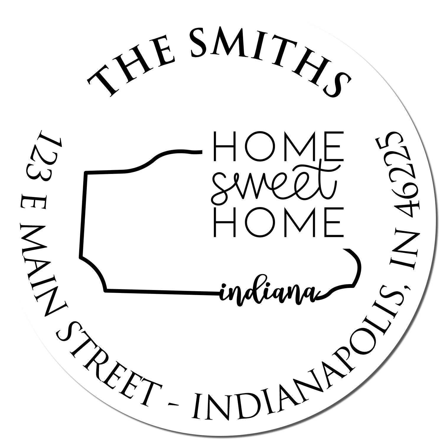 Round PSI Illinois State Home Sweet Home Name and Address Stamp