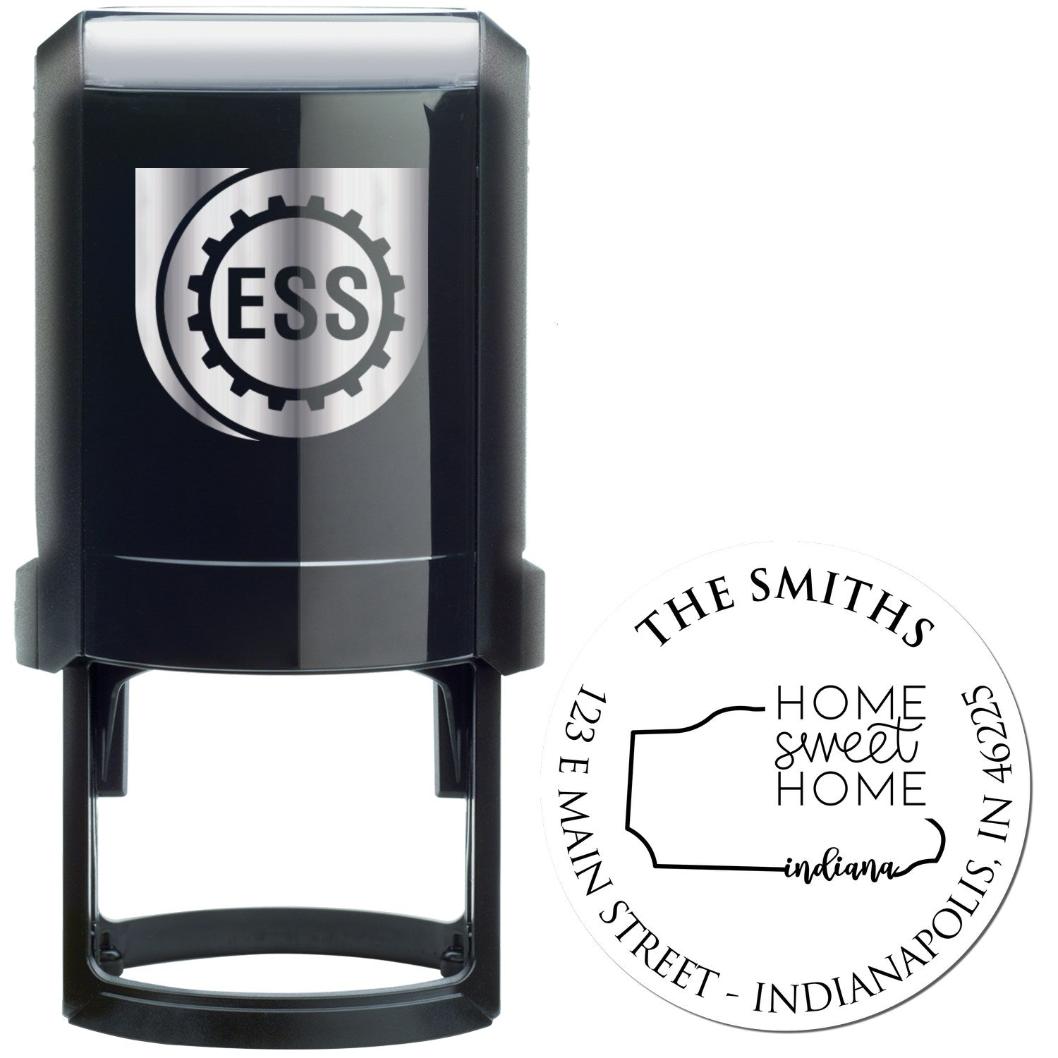 Self-Inking Round Illinois State Home Sweet Home Personalized Mailing Address Stamper