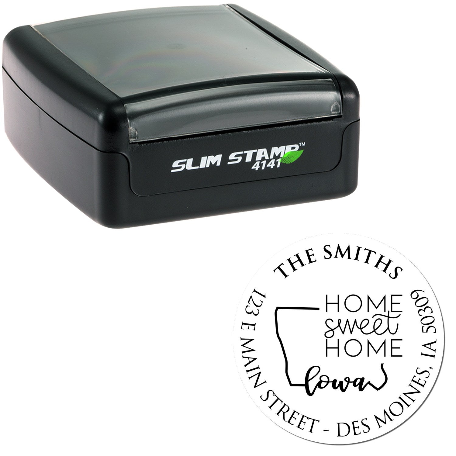 Slim Indiana State Home Sweet Home Custom-Made Name and Address Stamp