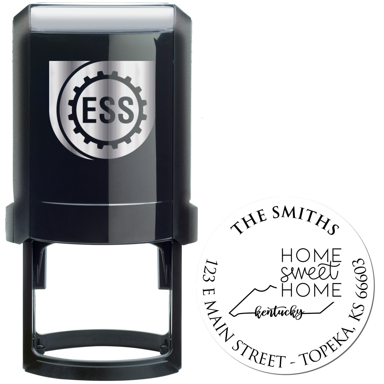 Self-Inking Round Kansas State Home Sweet Home Personalized Mailing Stamper