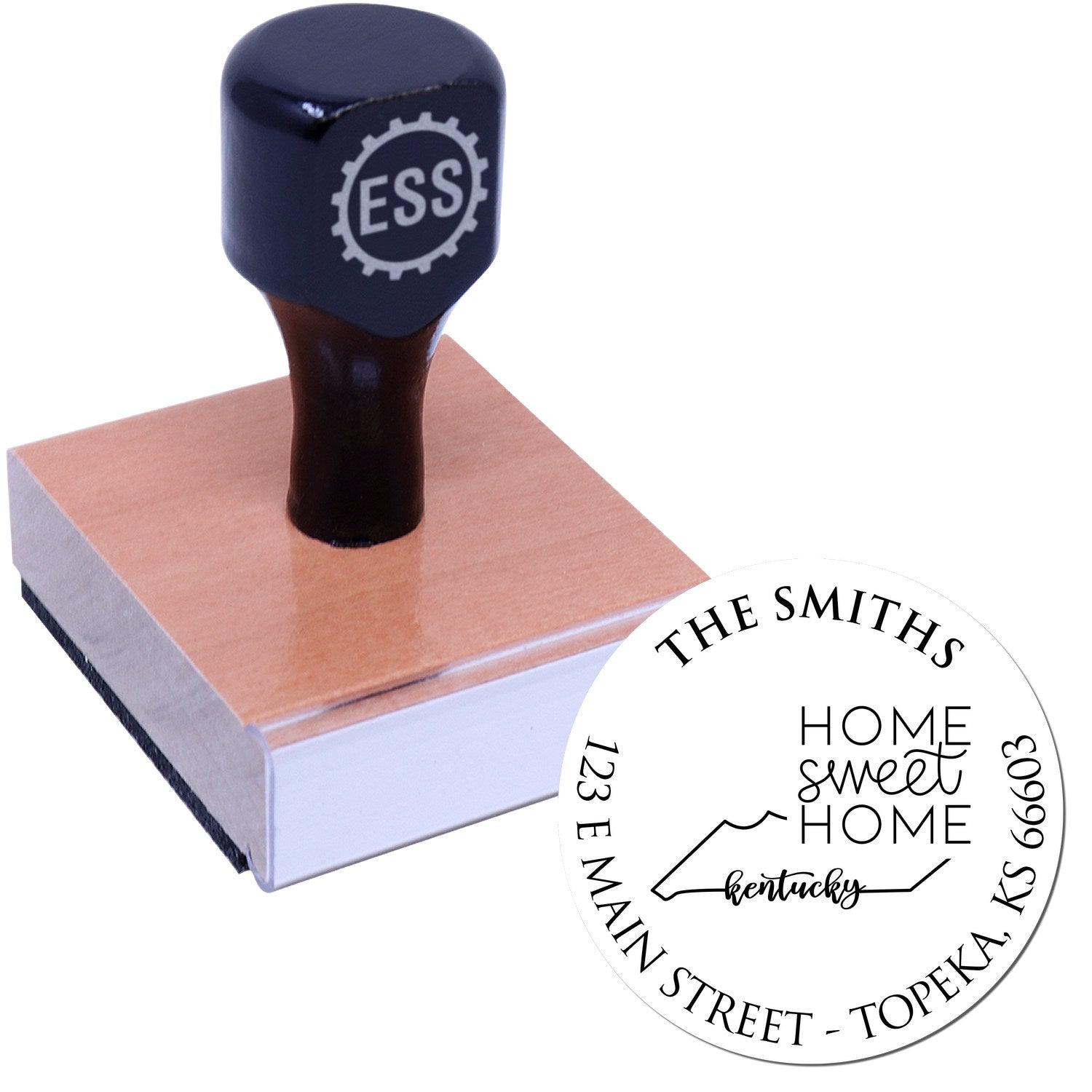 Wooden Handle Round Kansas State Home Sweet Home Custom Address Rubber Stamp