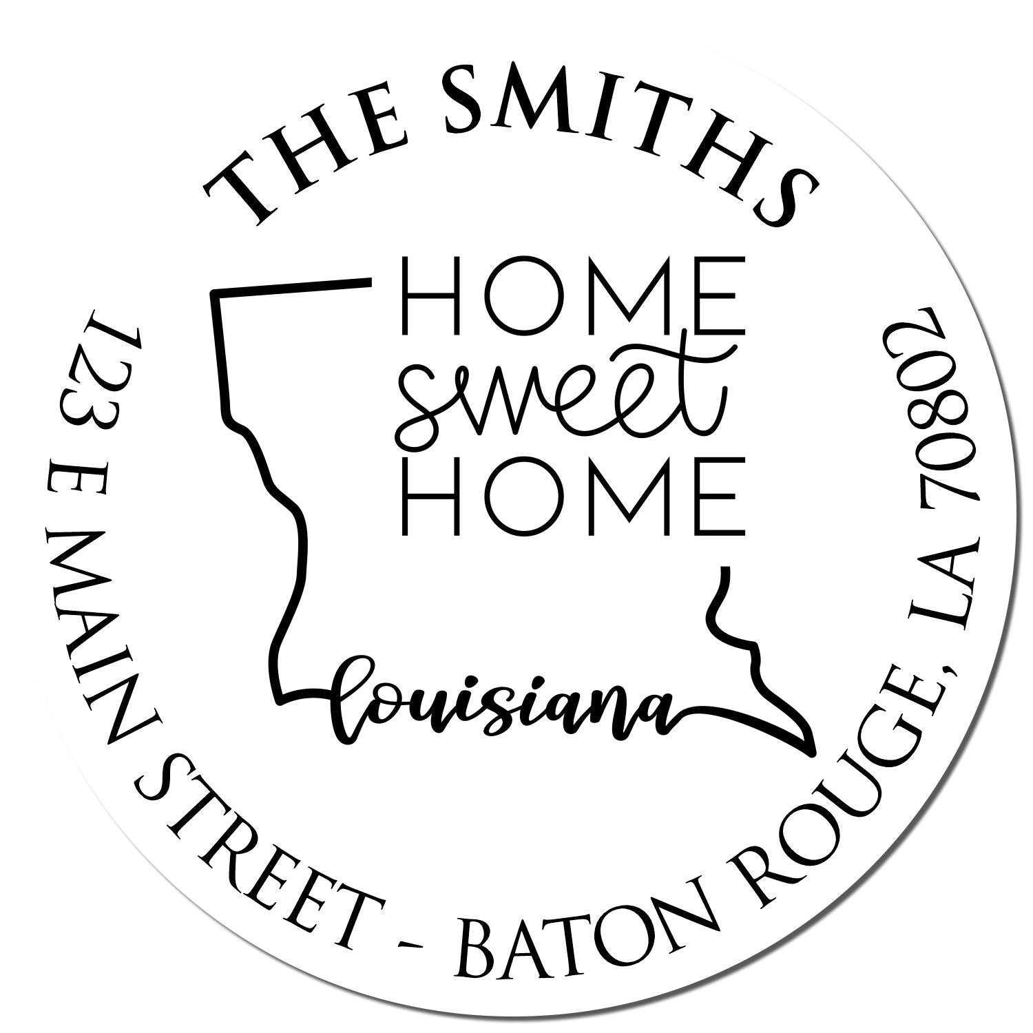 Self-Inking Round Louisiana State Home Sweet Home Personalized Name and Address Stamp