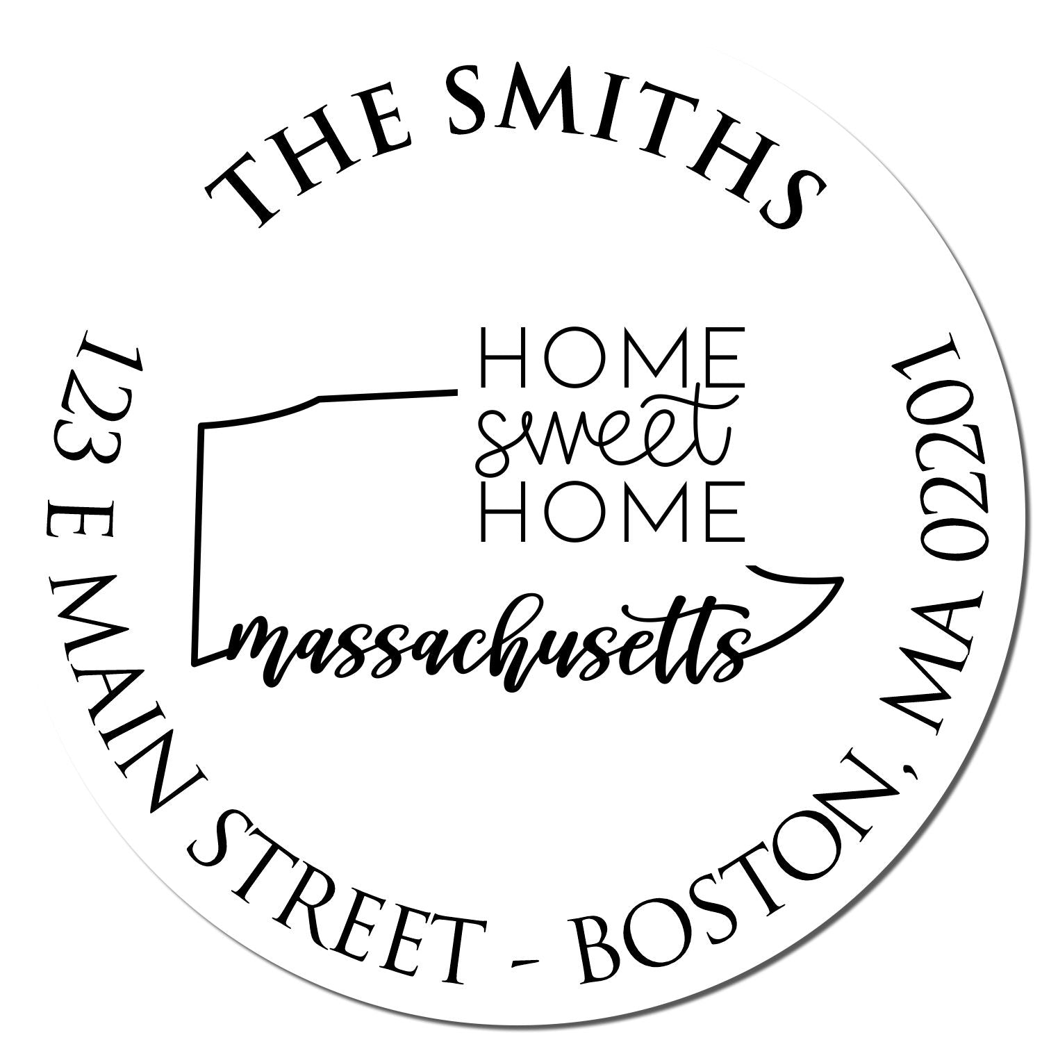 Wooden Handle Round Massachusetts State Home Sweet Home Custom Home Address For Envelopes Rubber Stamp