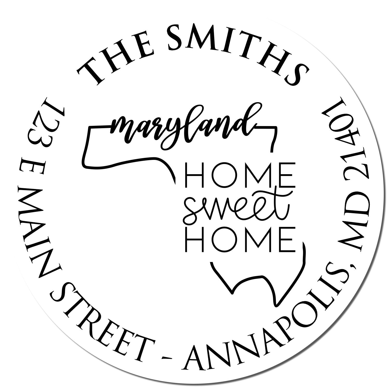 Wooden Handle Round Maryland State Home Sweet Home Custom Home Address For Envelopes Stamp