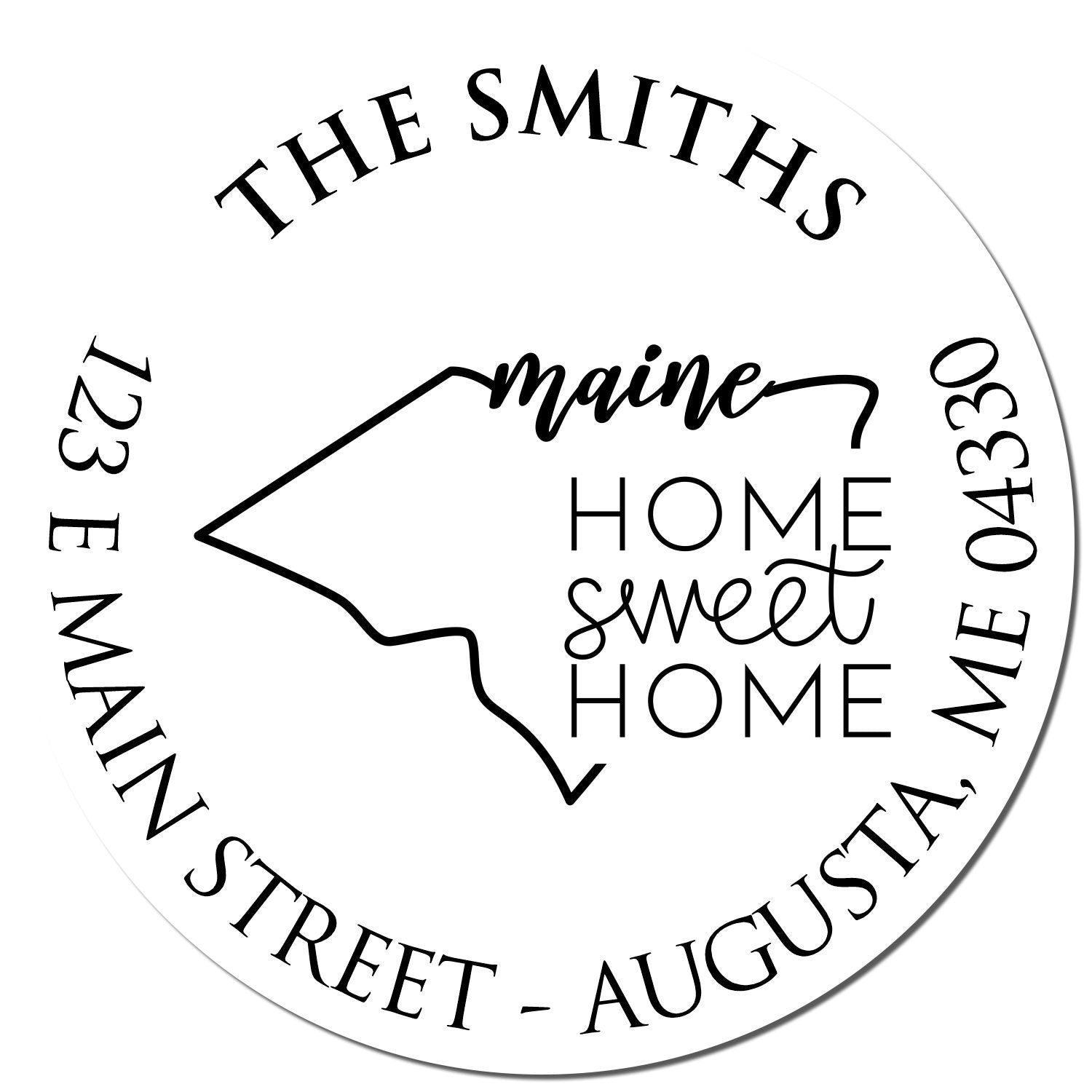 Wooden Handle Round Maine State Home Sweet Home Custom Home Address For Envelopes Rubber Stamp