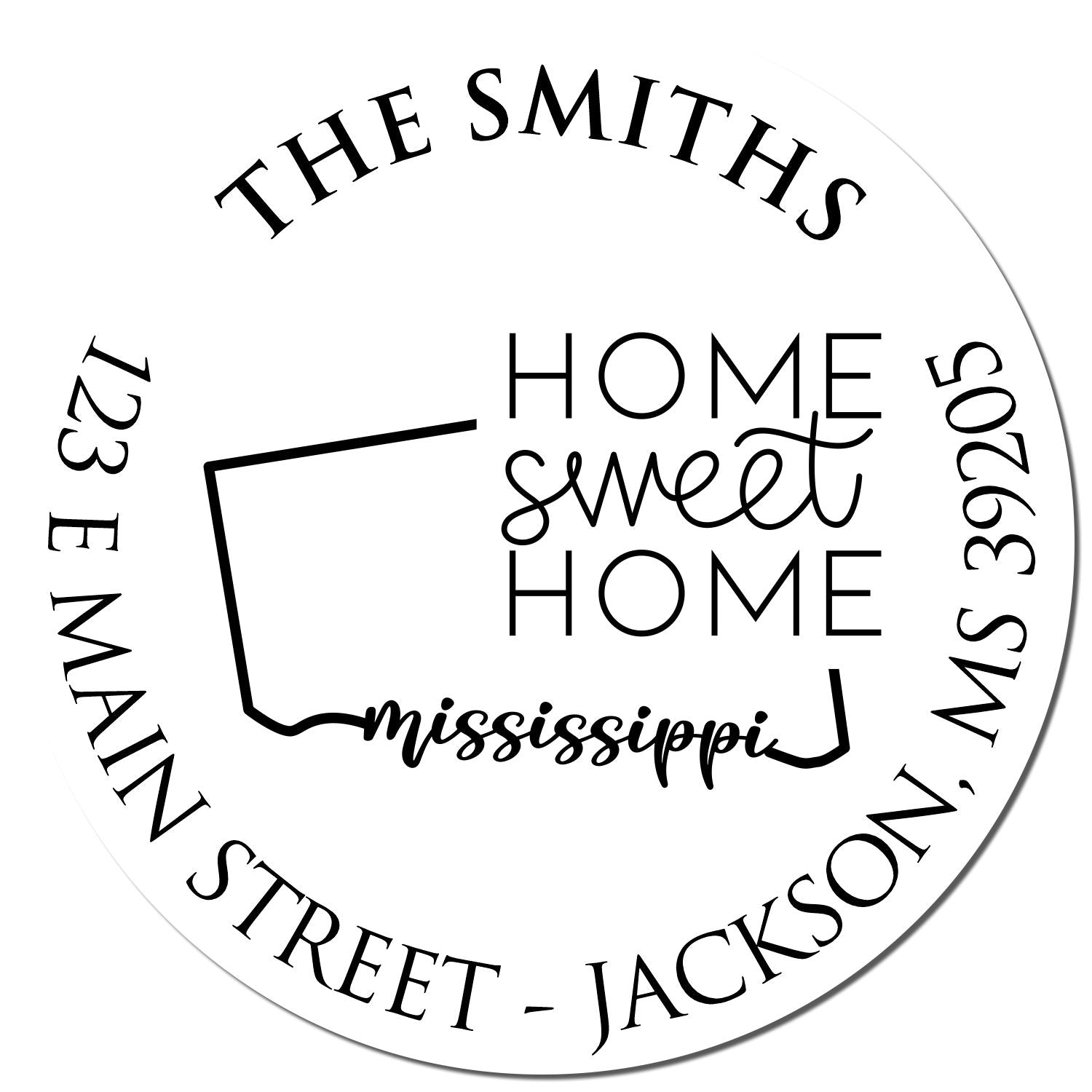 Wooden Handle Round Mississippi State Home Sweet Home Custom Home Address Rubber Stamp