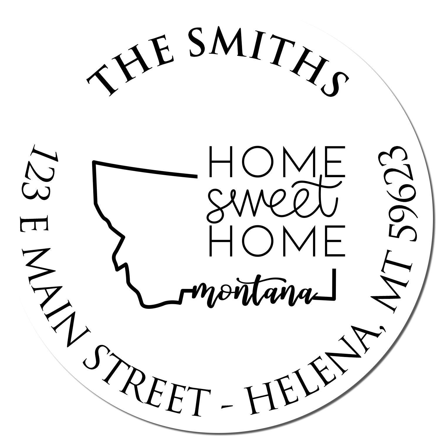 Self-Inking Round Montana State Home Sweet Home Personalized Return Address Rubber Stamp