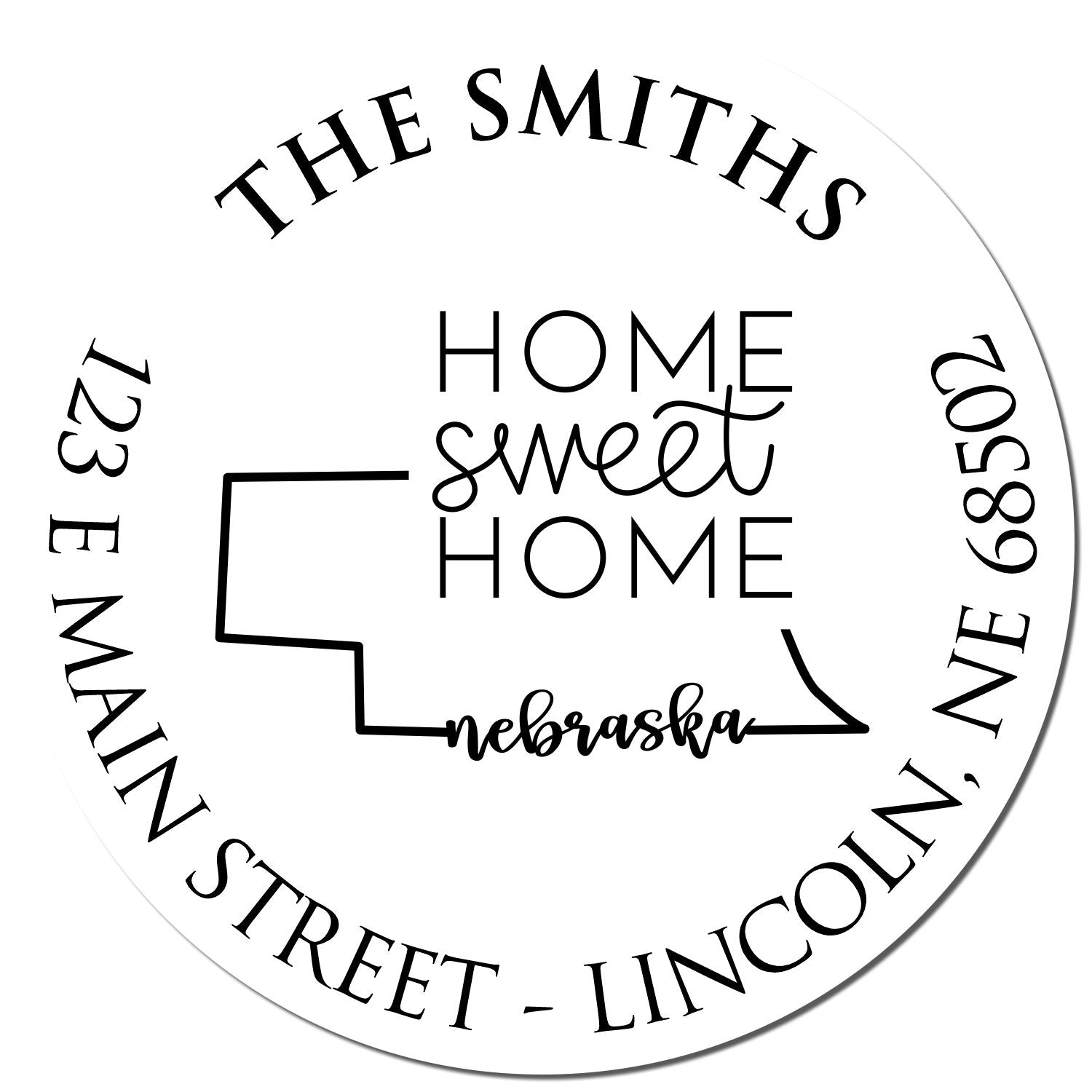 Wooden Handle Round Nebraska State Home Sweet Home Custom Mail Address Rubber Stamp