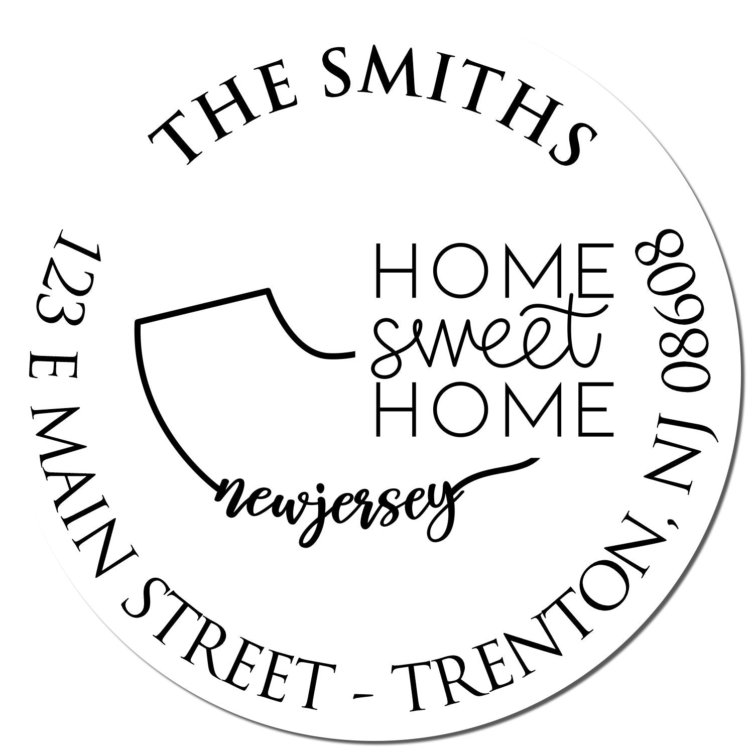 Wooden Handle Round New Jersey State Home Sweet Home Custom Mail Rubber Stamp