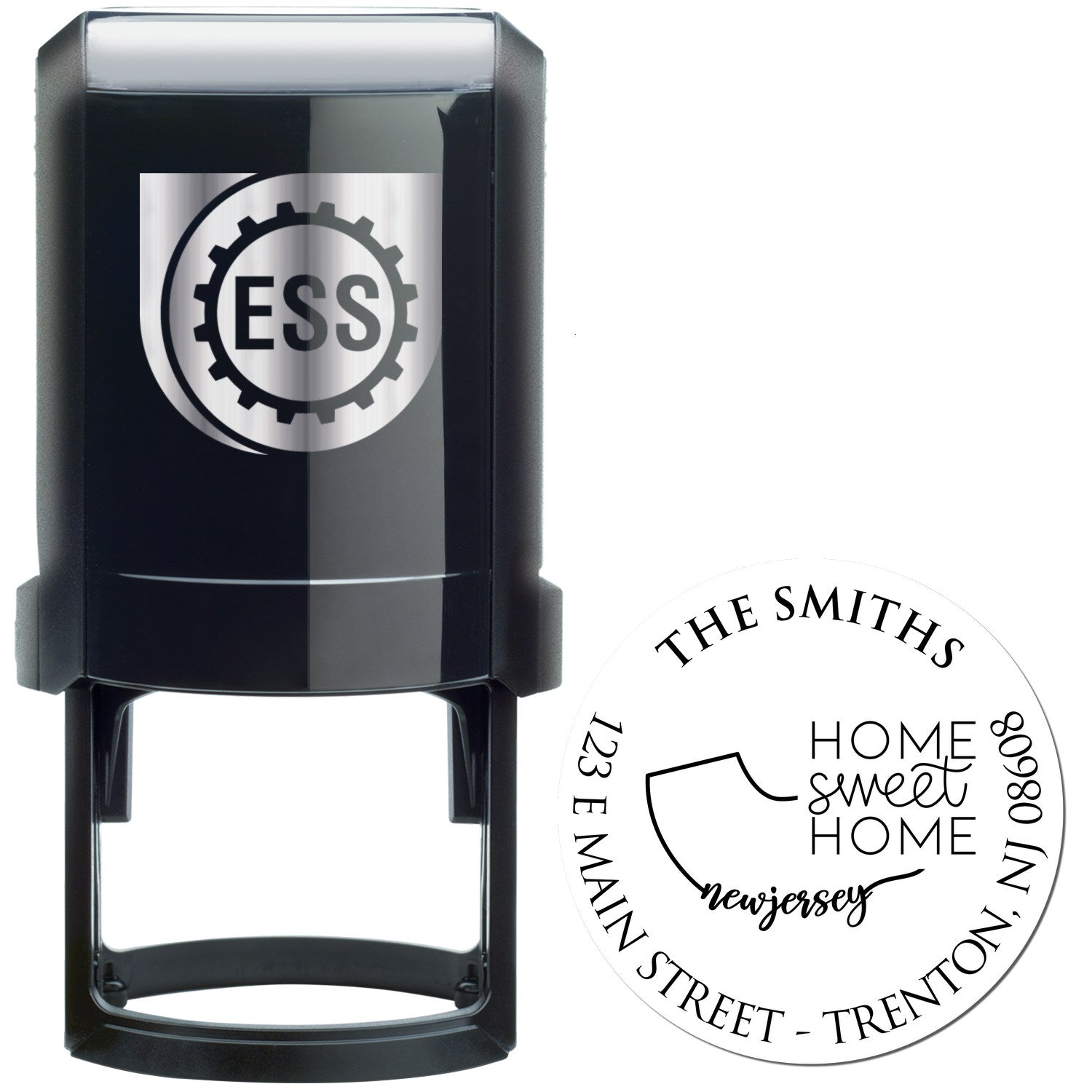 Self-Inking Round New Jersey State Home Sweet Home Return Address Stamp