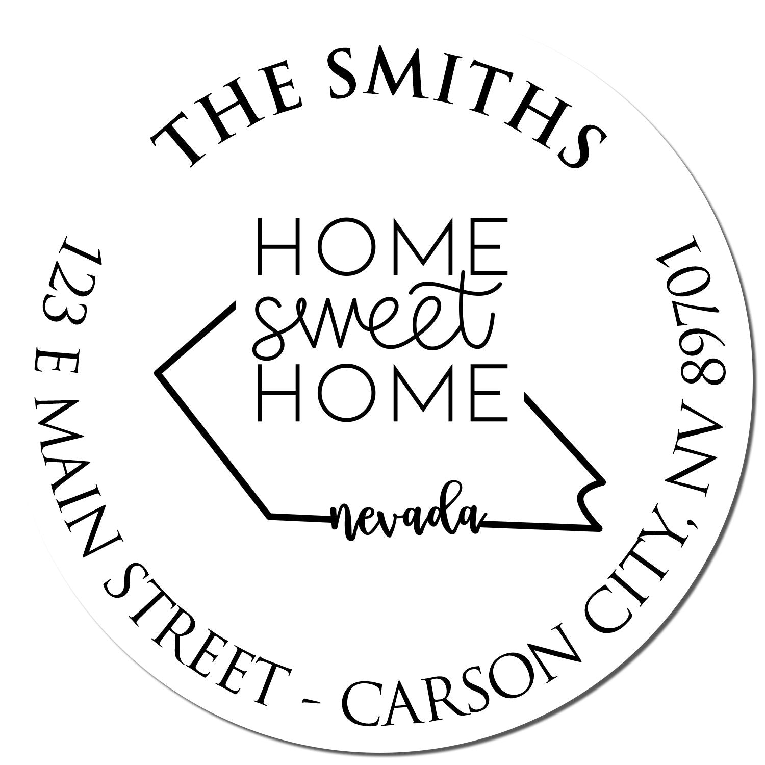 Round PSI Nevada State Home Sweet Home Personalized Address Stamp