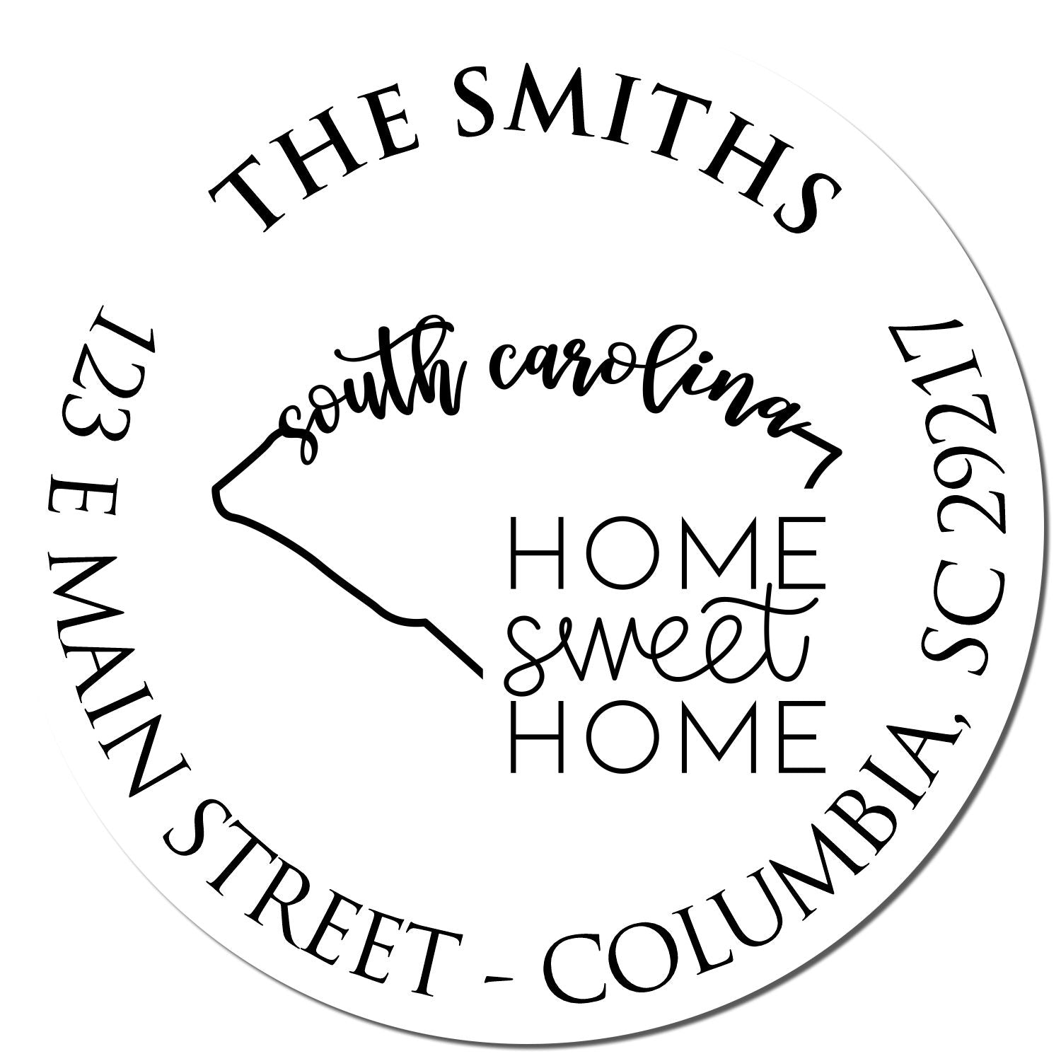 Self-Inking Round South Carolina State Home Sweet Home Address Stamper