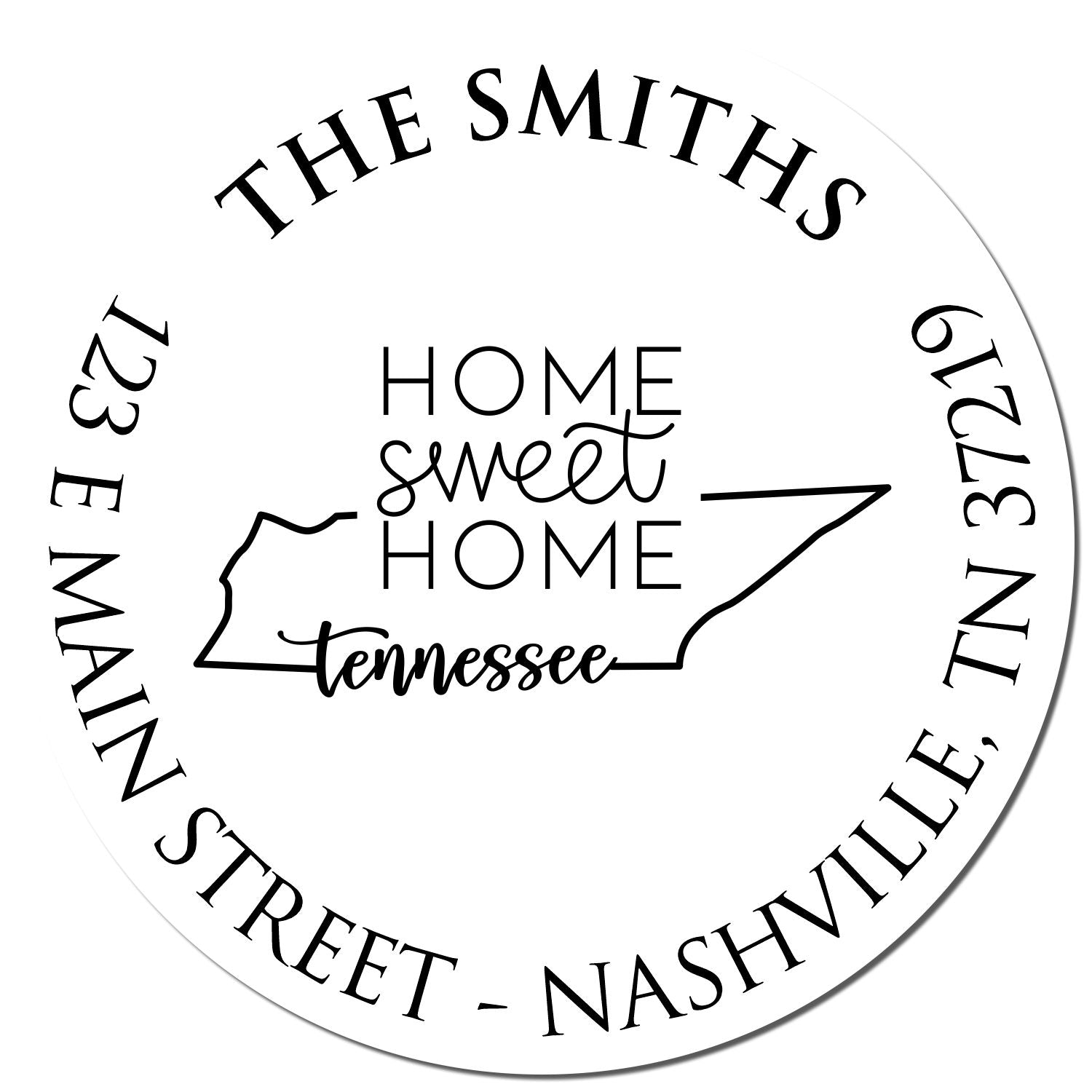 Self-Inking Round Tennessee State Home Sweet Home Custom Address Label Stamp