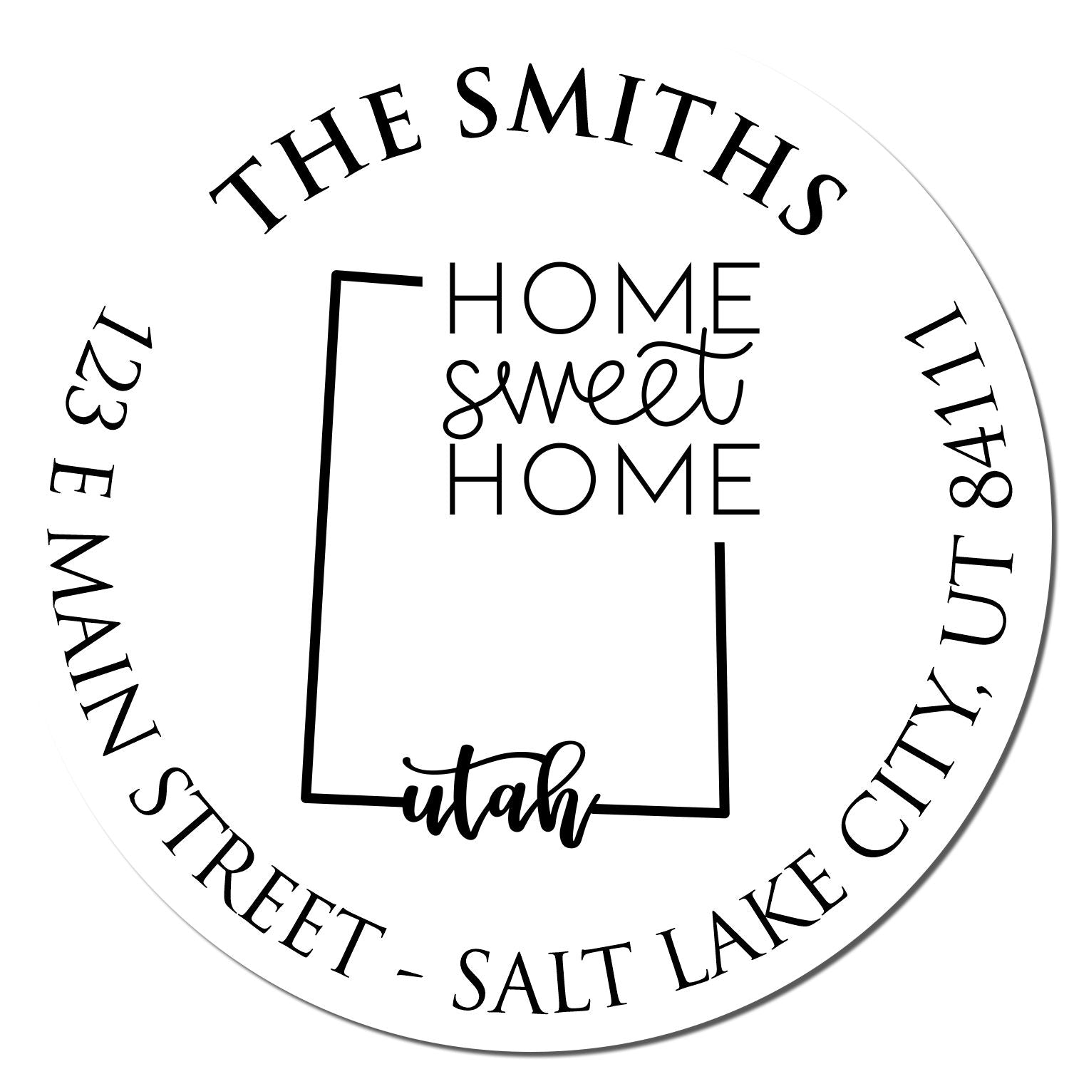 Wooden Handle Round Utah State Home Sweet Home Custom New Home Address Stamp