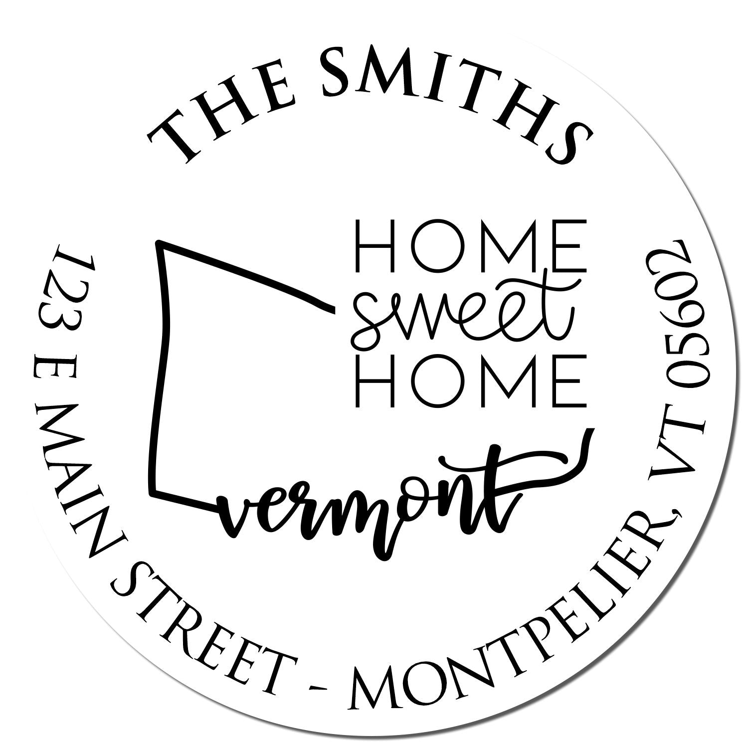 Round PSI Virginia State Home Sweet Home Personalized Mailing Stamp