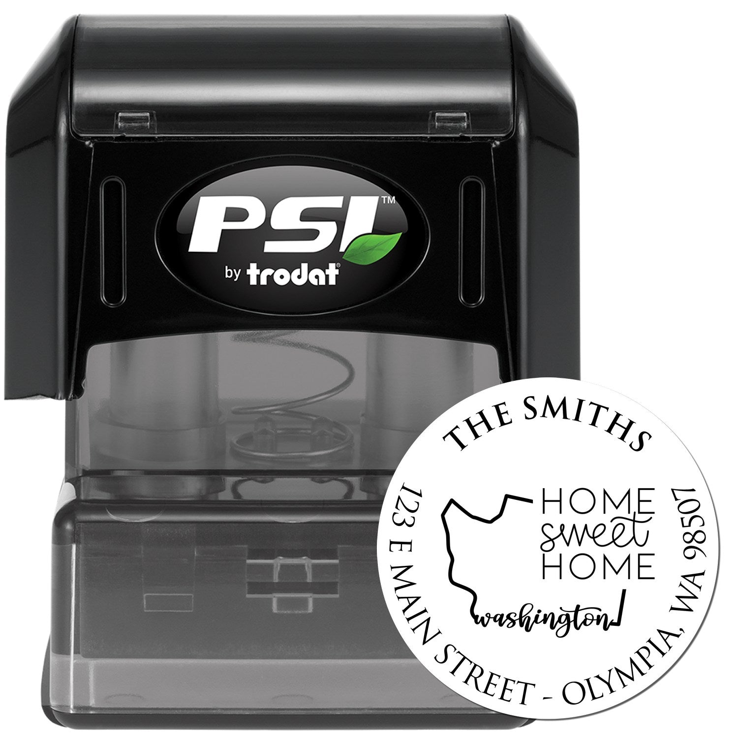 Round PSI Washington State Home Sweet Home Personalized Mailing Stamper