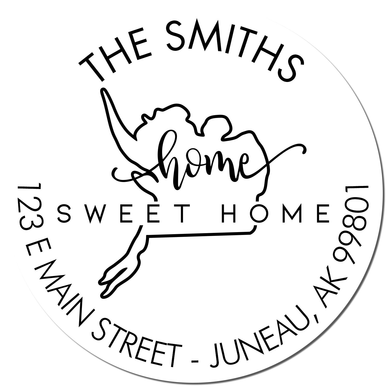 Slim Home Sweet Home for Alaska Personalized Address Label Stamp