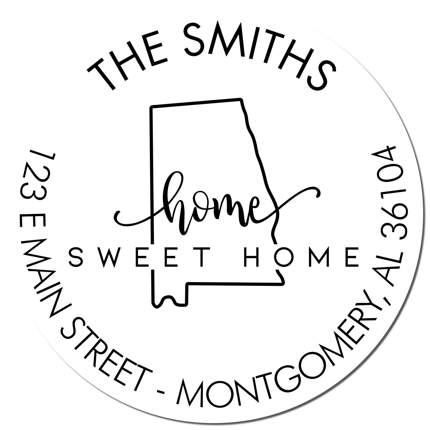 Self-Inking Round Home Sweet Home for Alabama Custom Home Address For Envelopes Stamper