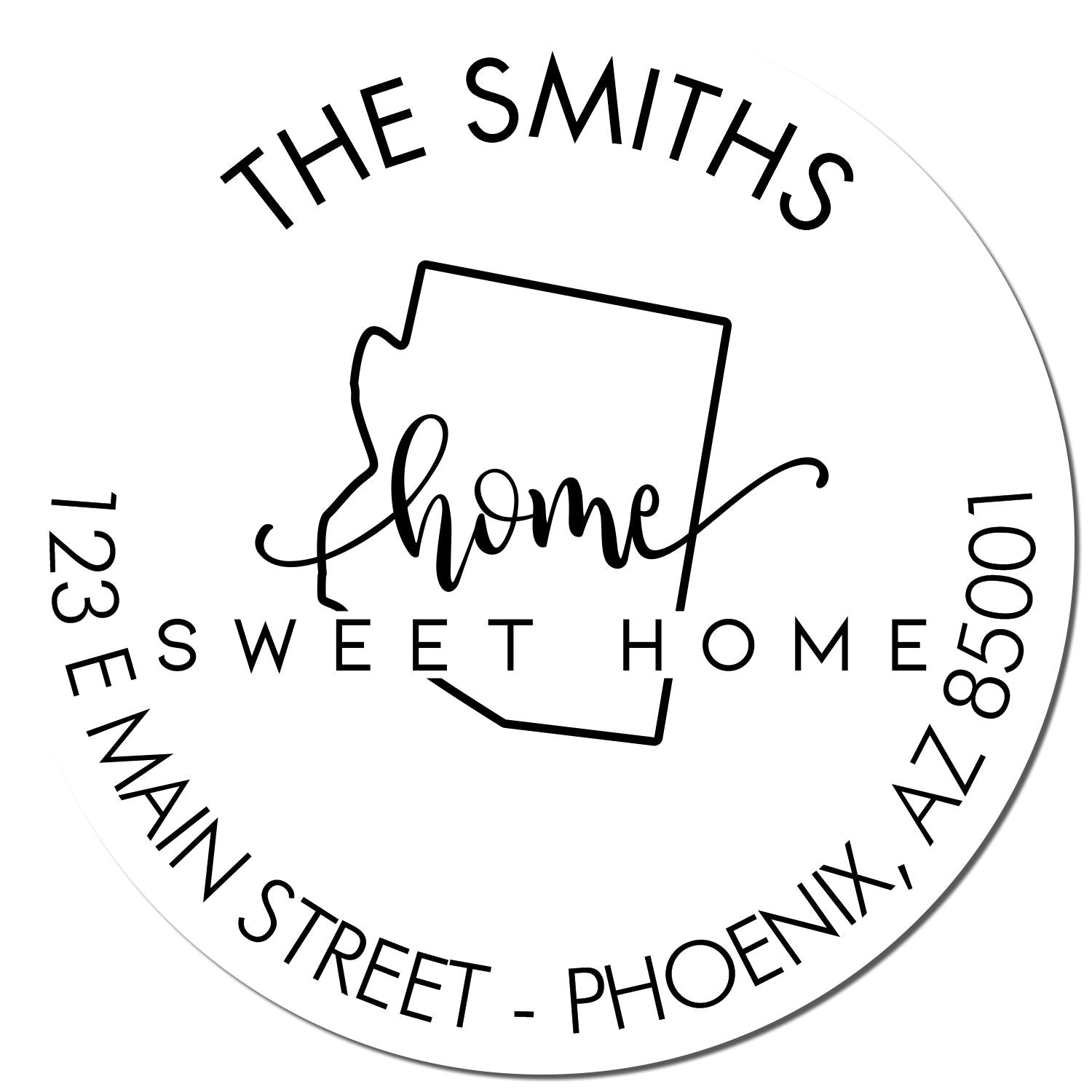 Slim Home Sweet Home for Arizona Personalized Address Label Pre-Inked Stamp